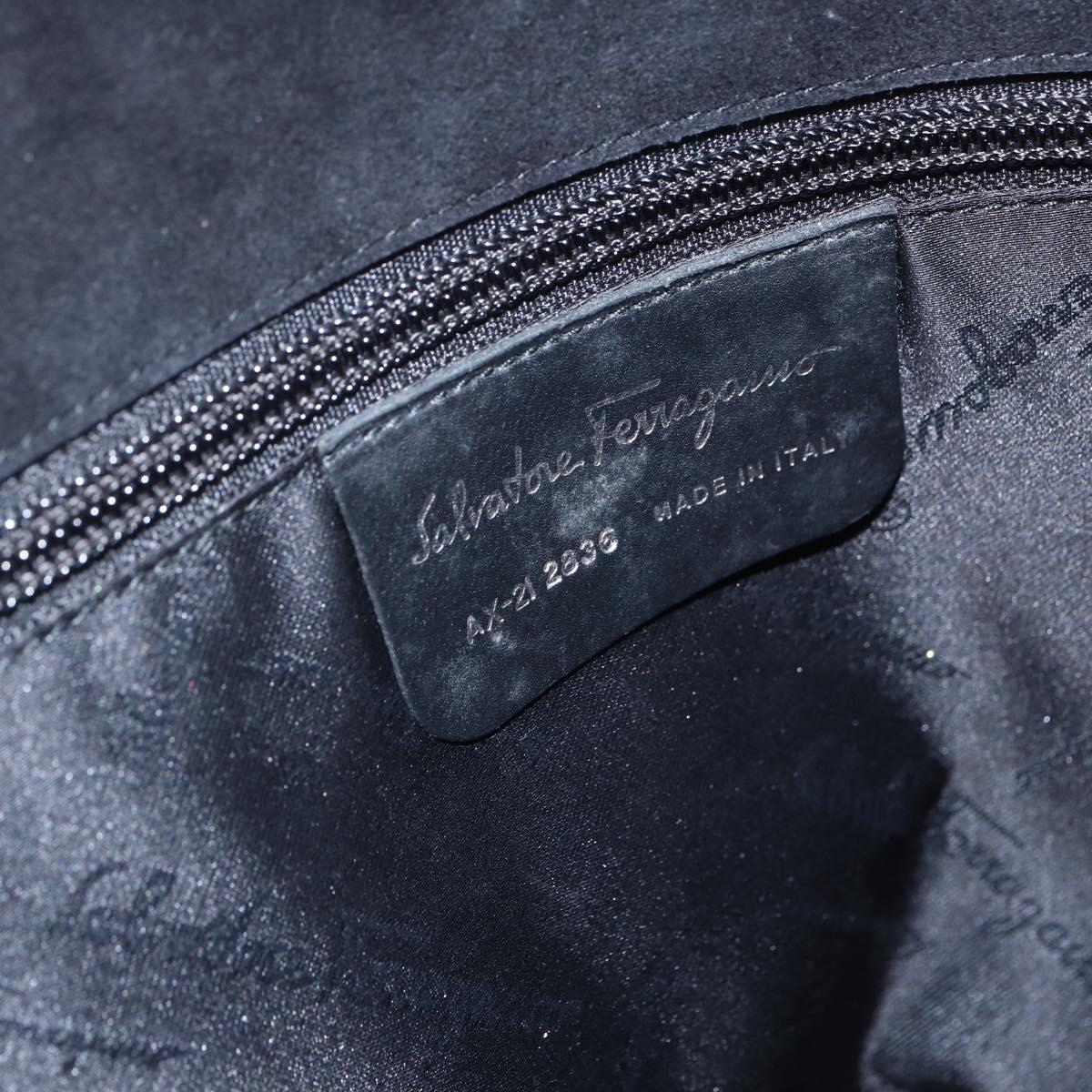 Salvatore Ferragamo Tote Bag Suede Black Silver Auth 151590