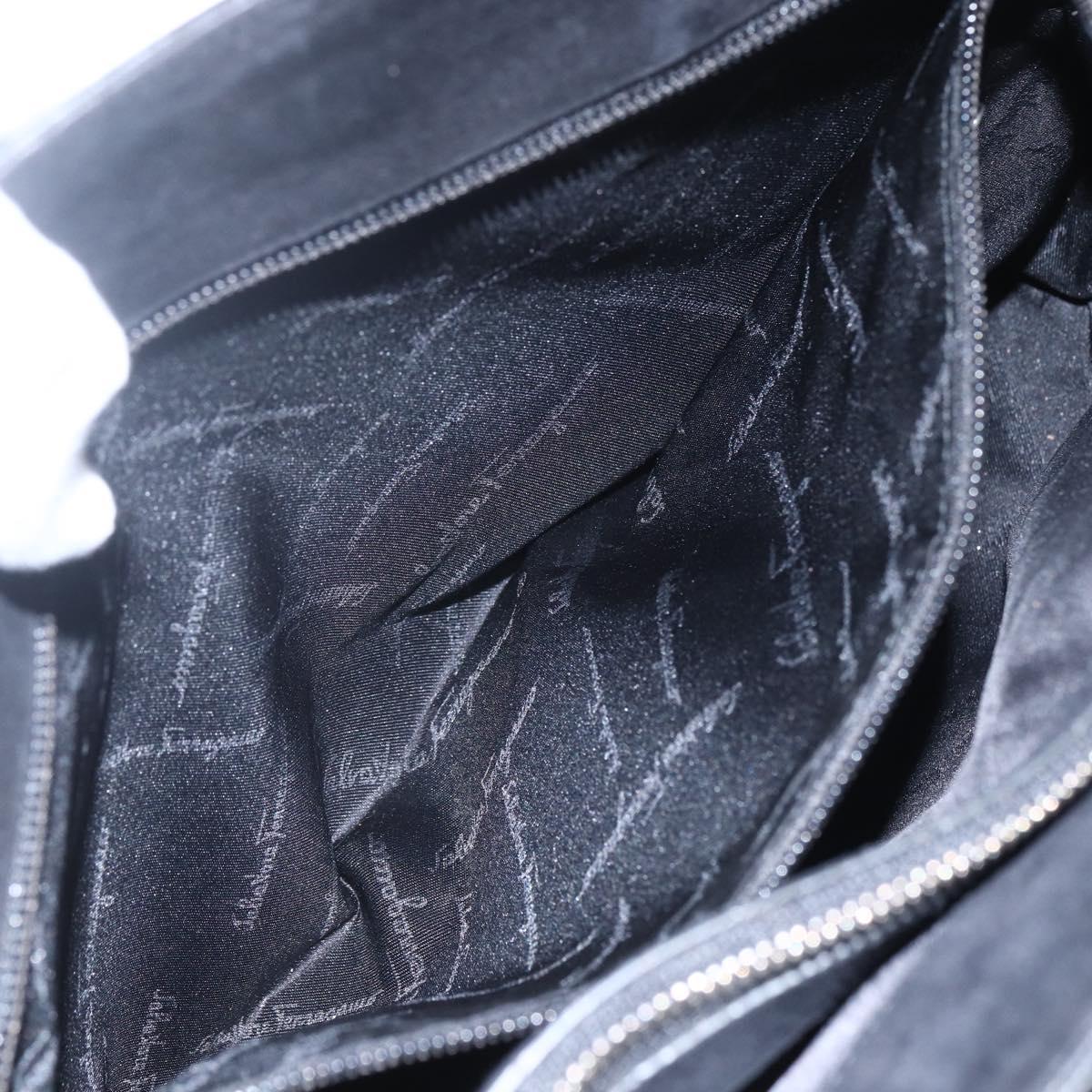 Salvatore Ferragamo Tote Bag Suede Black Silver Auth 151590