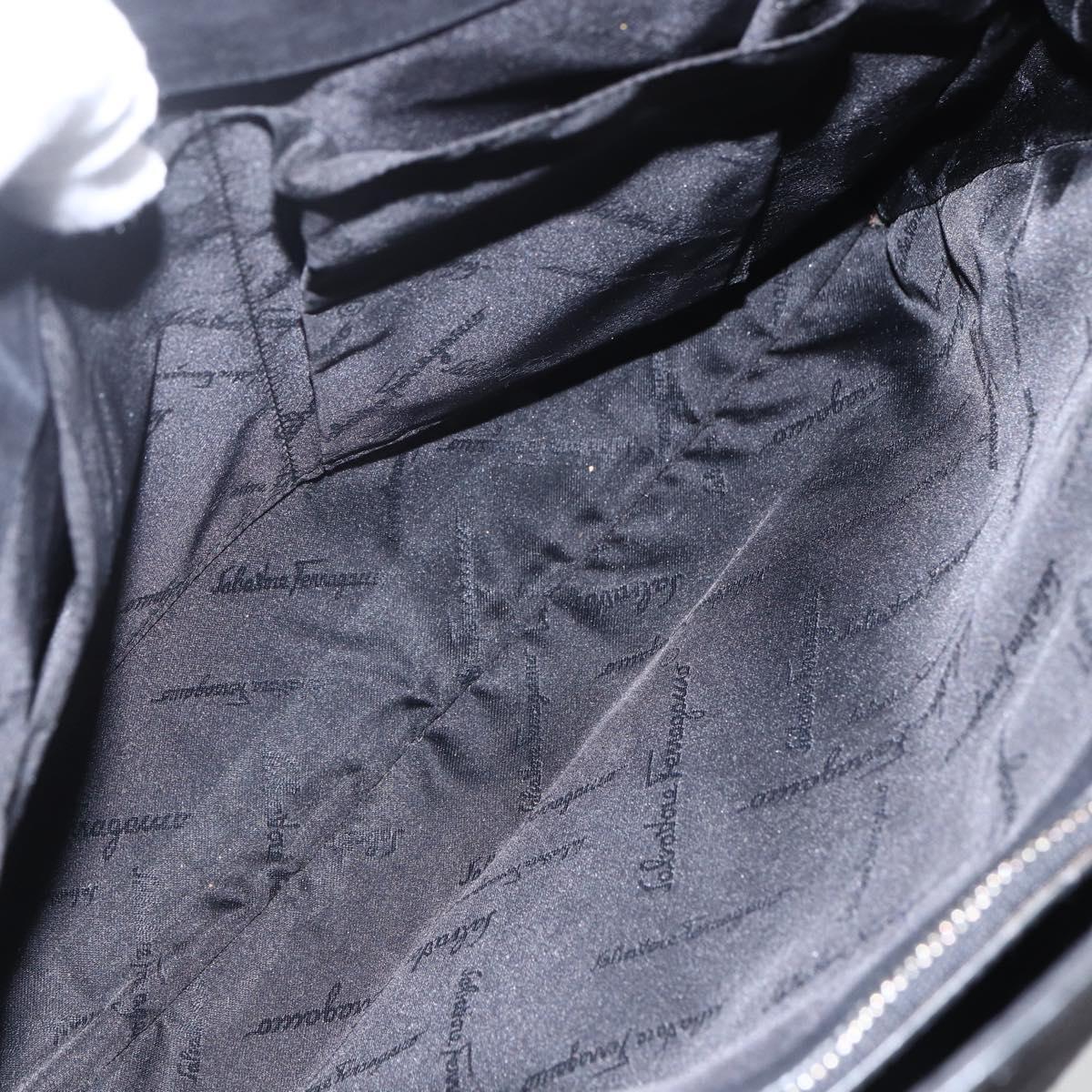 Salvatore Ferragamo Tote Bag Suede Black Silver Auth 151590