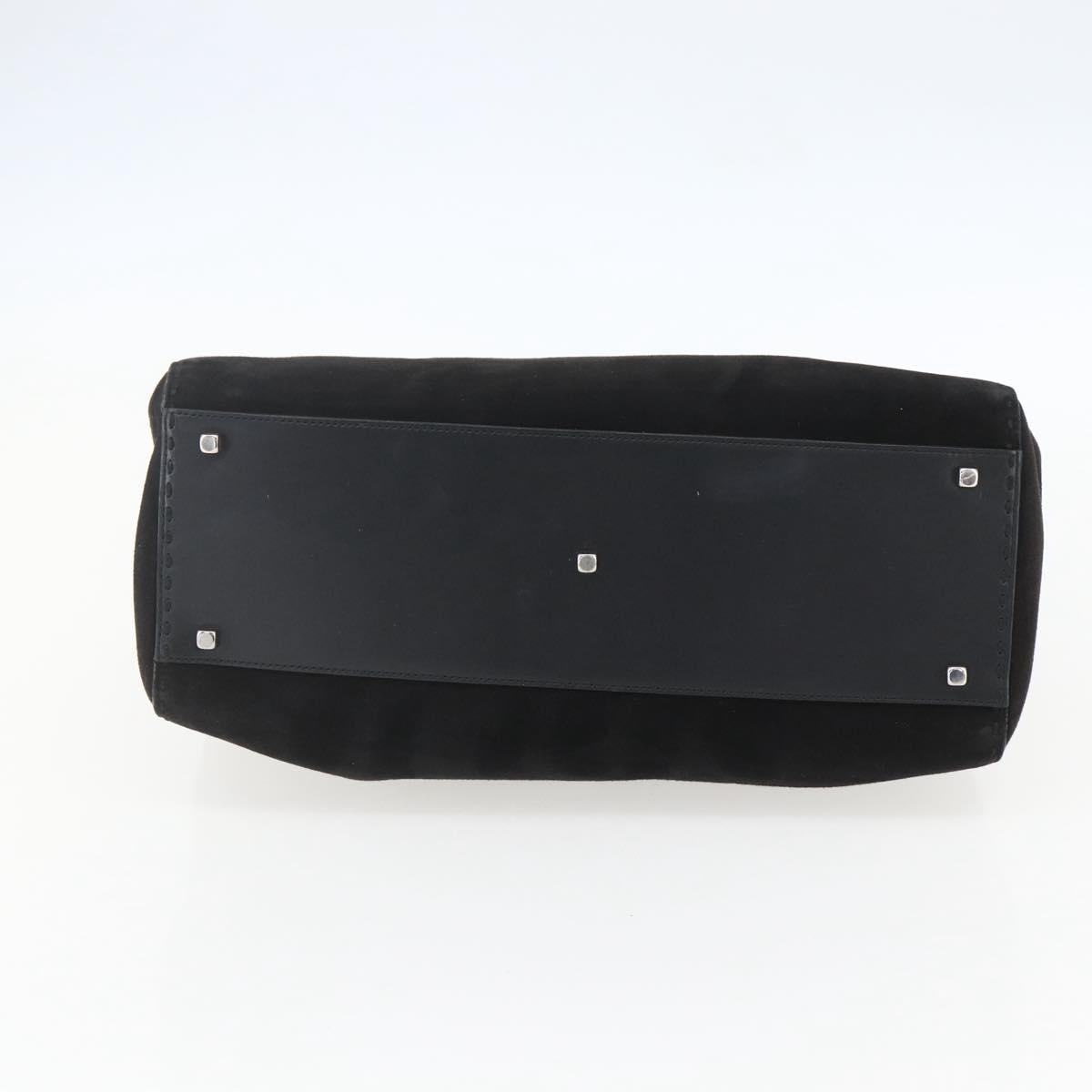 Salvatore Ferragamo Tote Bag Suede Black Silver Auth 151590