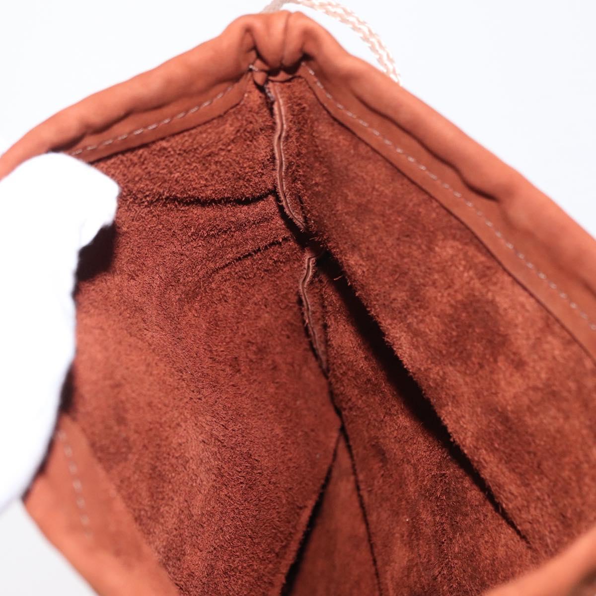 GUCCI Purse Pouch Suede Brown Gold Auth 151593