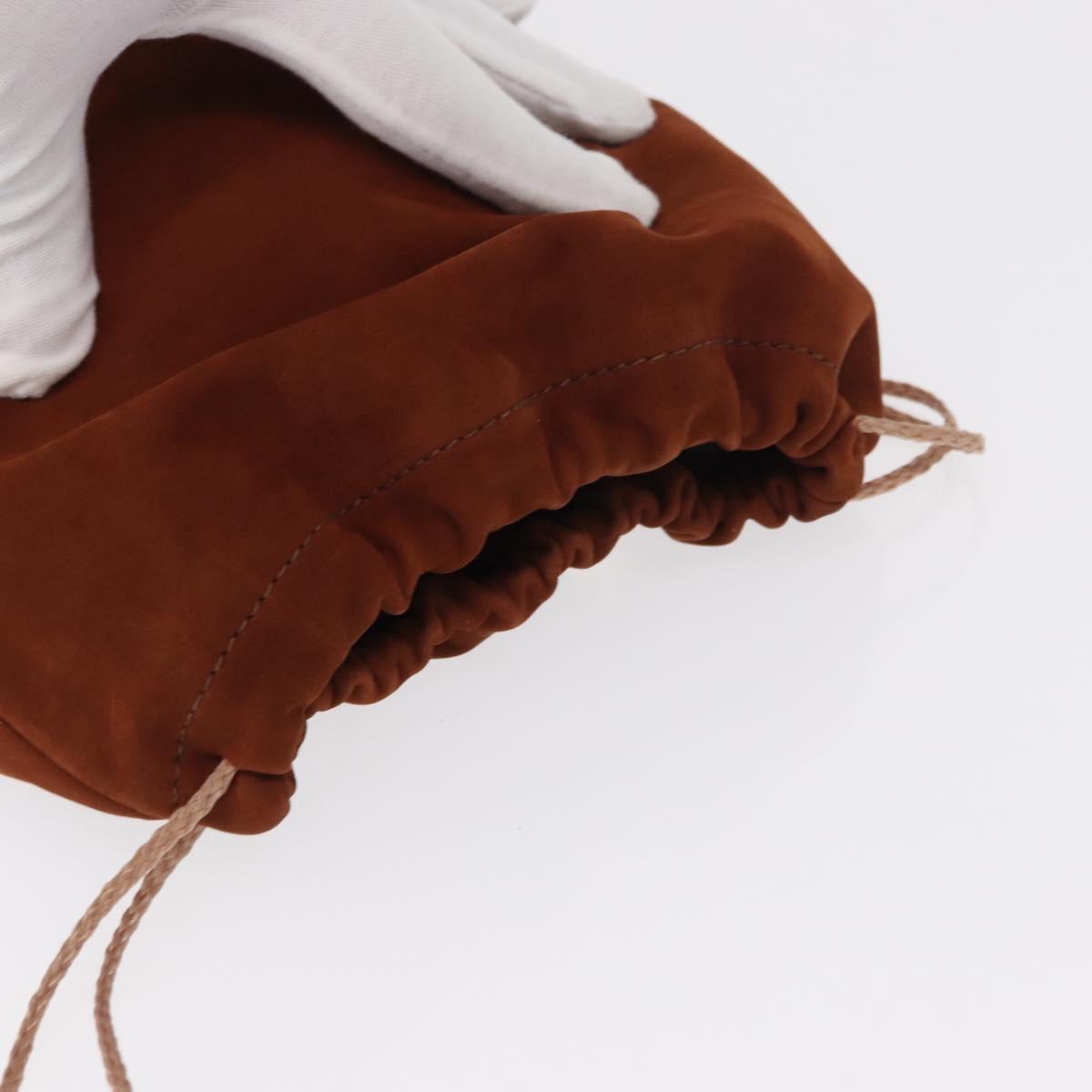 GUCCI Purse Pouch Suede Brown Gold Auth 151593