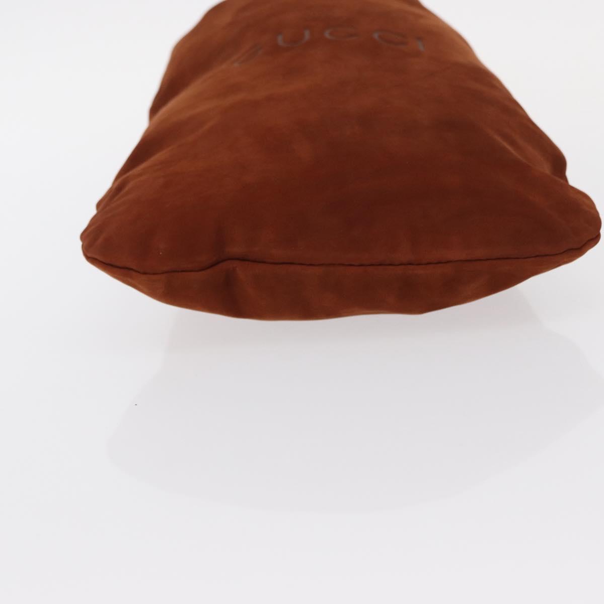 GUCCI Purse Pouch Suede Brown Gold Auth 151593