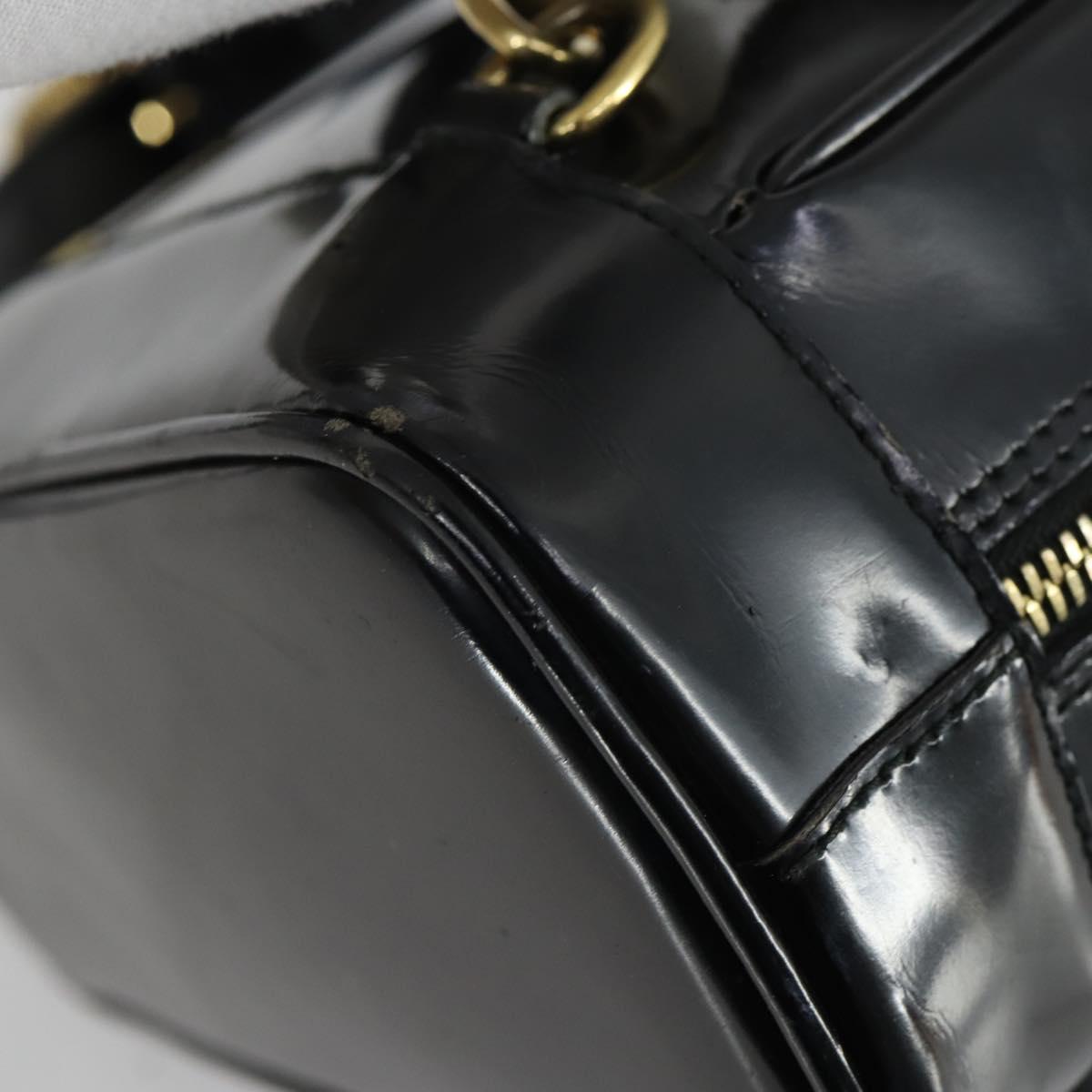 GUCCI Bamboo Shoulder Bag Patent leather Black Gold 003 3444 0127 Auth 151595