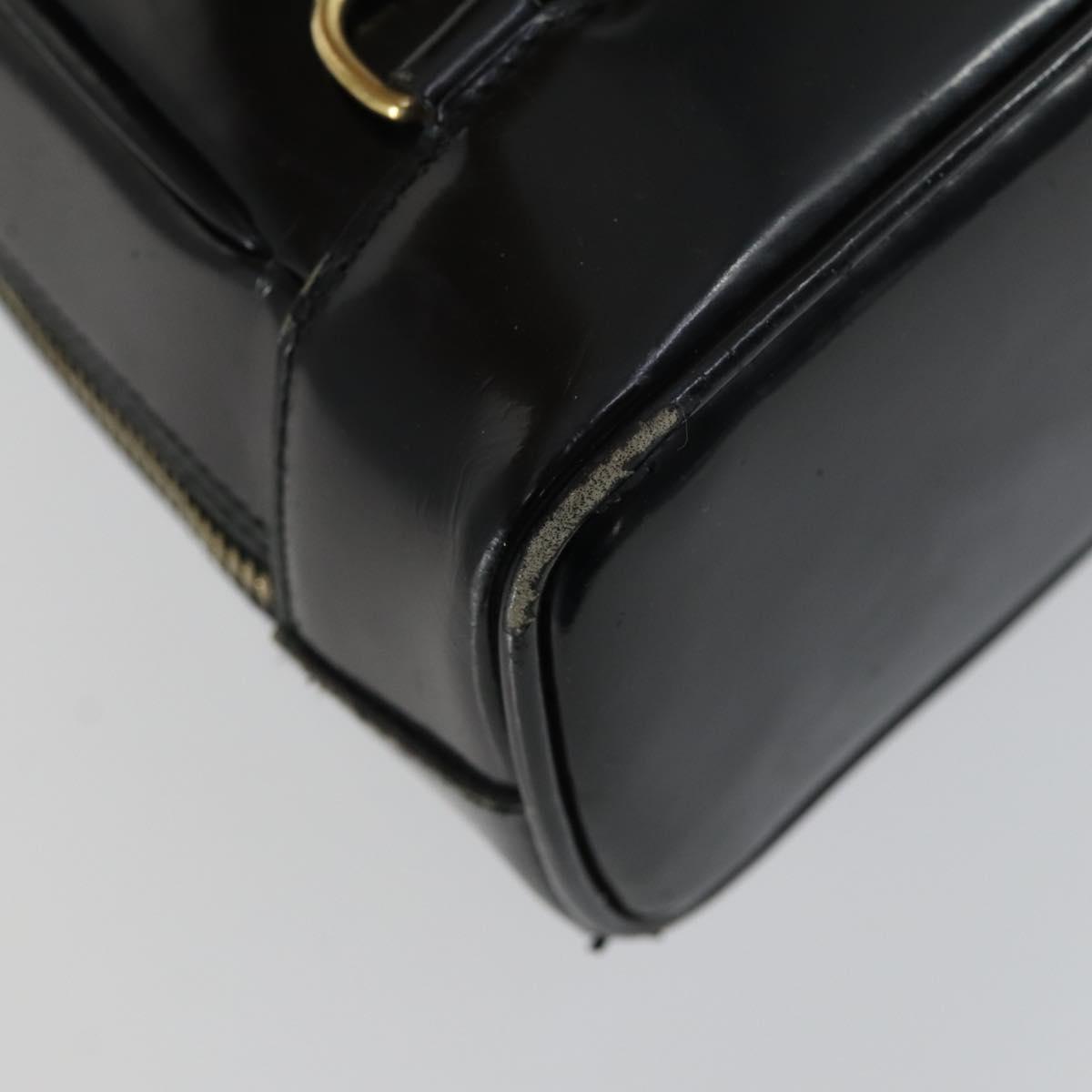 GUCCI Bamboo Shoulder Bag Patent leather Black Gold 003 3444 0127 Auth 151595