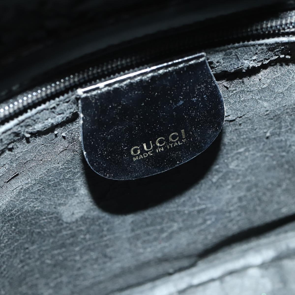 GUCCI Bamboo Shoulder Bag Patent leather Black Gold 003 3444 0127 Auth 151595