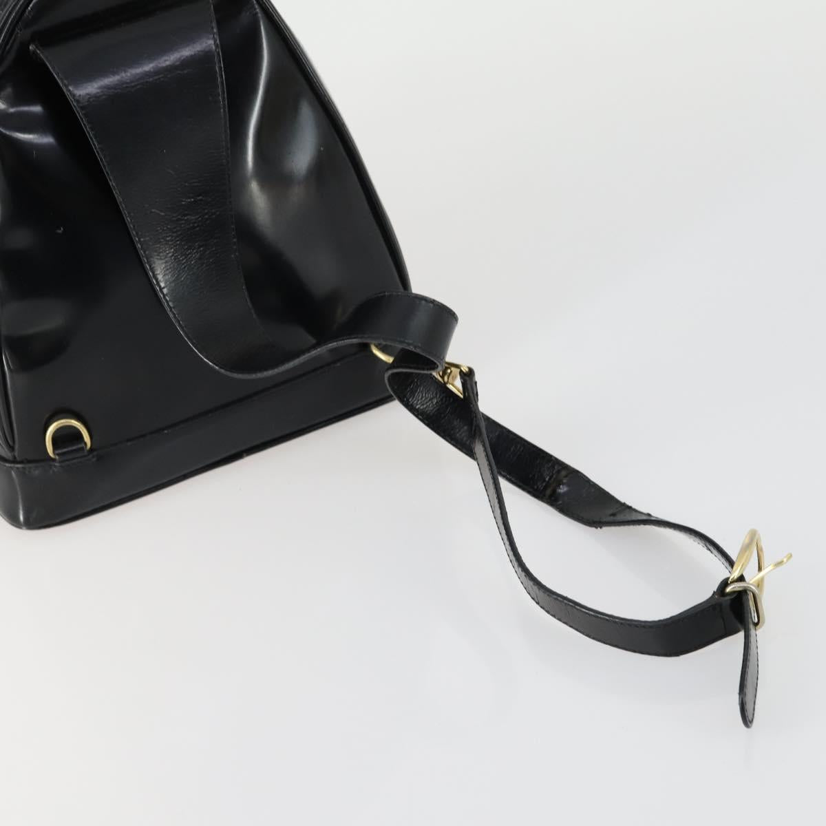 GUCCI Bamboo Shoulder Bag Patent leather Black Gold 003 3444 0127 Auth 151595