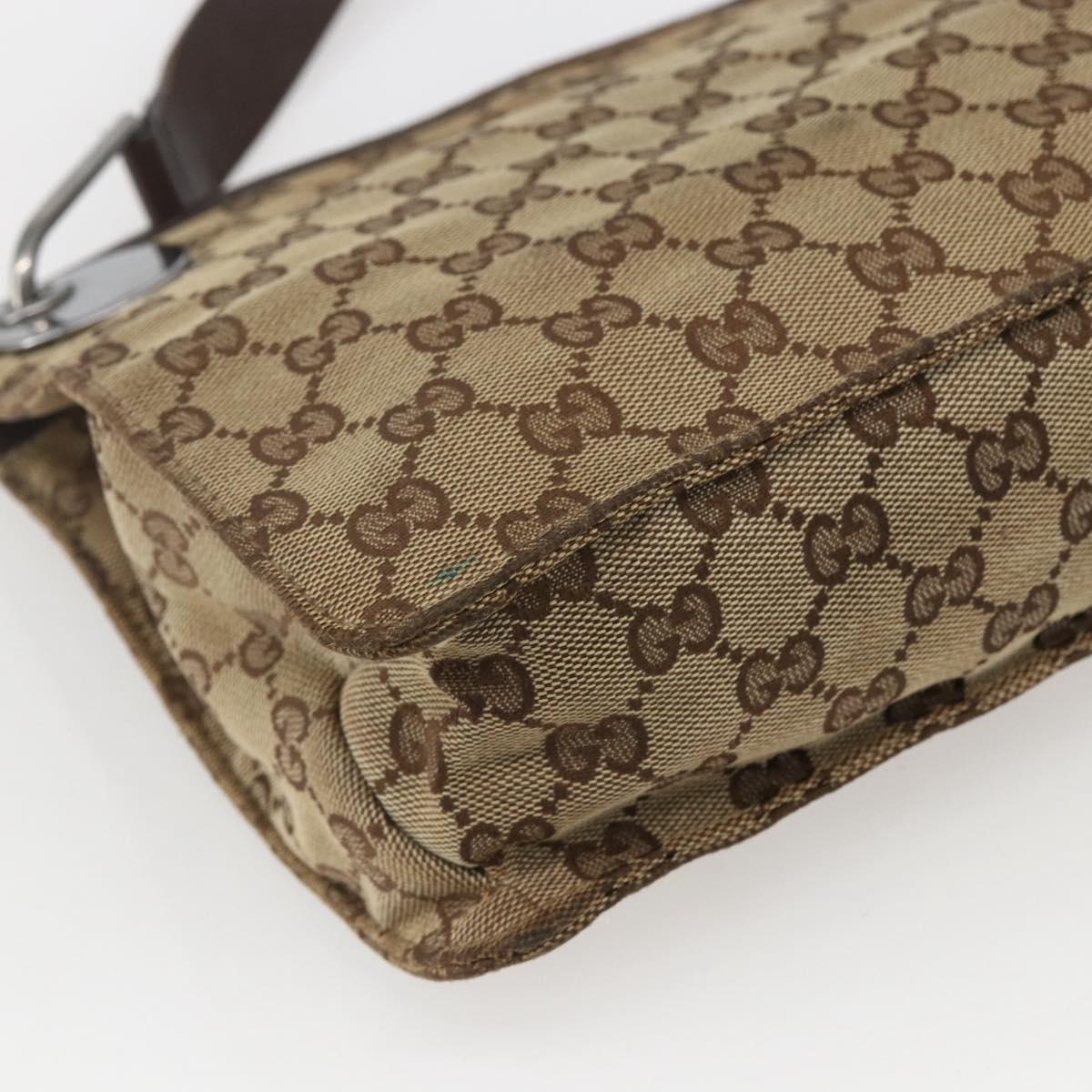 GUCCI GG Canvas Shoulder Bag Beige Silver 120841 Auth 151597