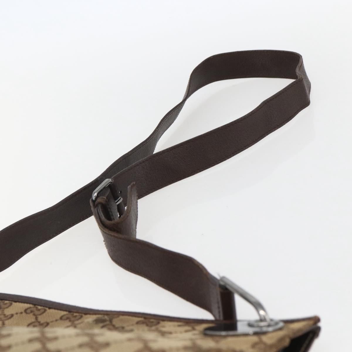 GUCCI GG Canvas Shoulder Bag Beige Silver 120841 Auth 151597