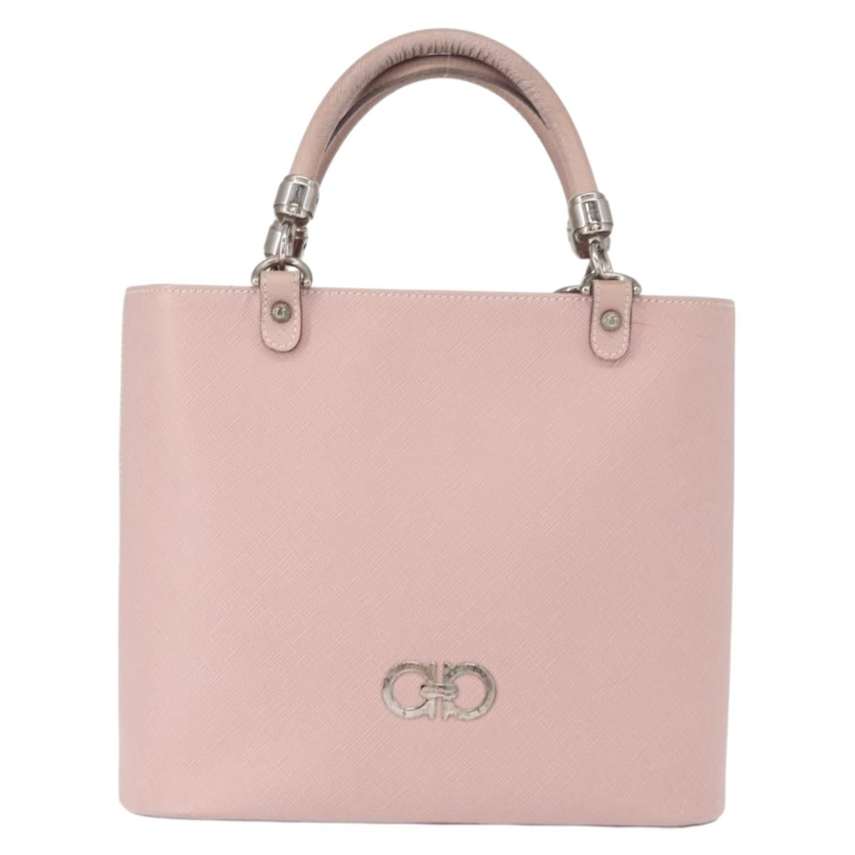 Salvatore Ferragamo Hand Bag Leather Pink Silver Auth 151599