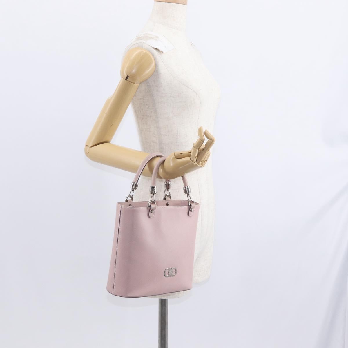 Salvatore Ferragamo Hand Bag Leather Pink Silver Auth 151599