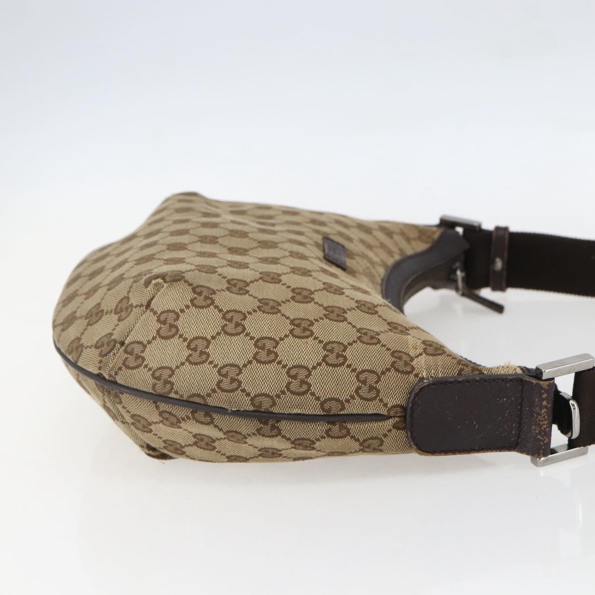 GUCCI GG Canvas Shoulder Bag Beige Silver 181092 Auth 151600