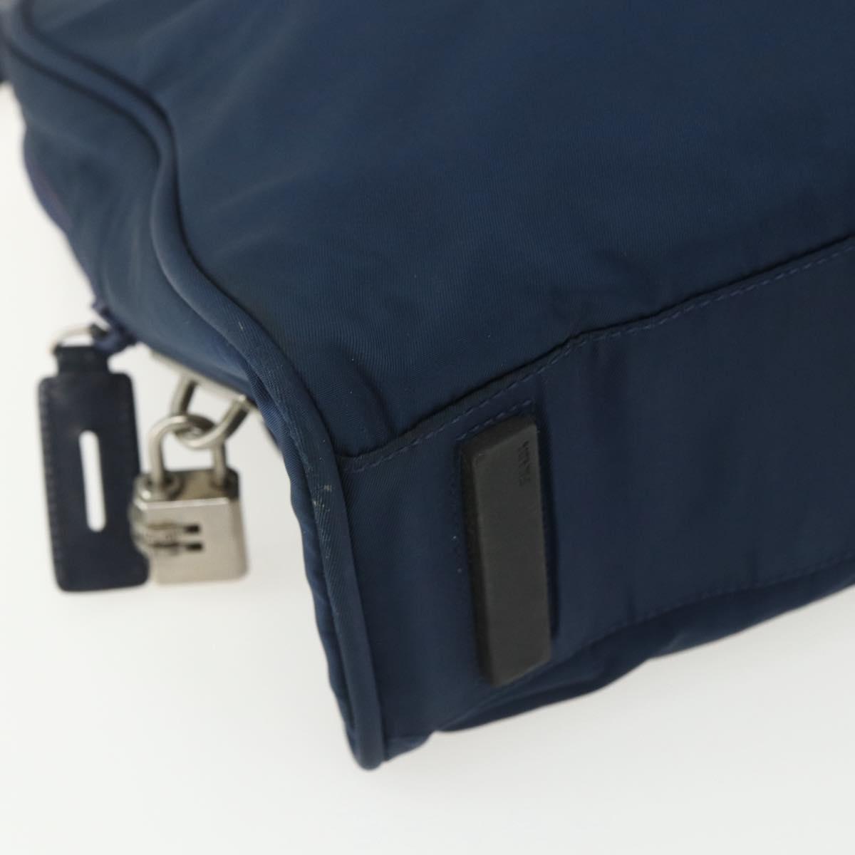 PRADA Hand Bag Nylon Navy Silver Auth 151601