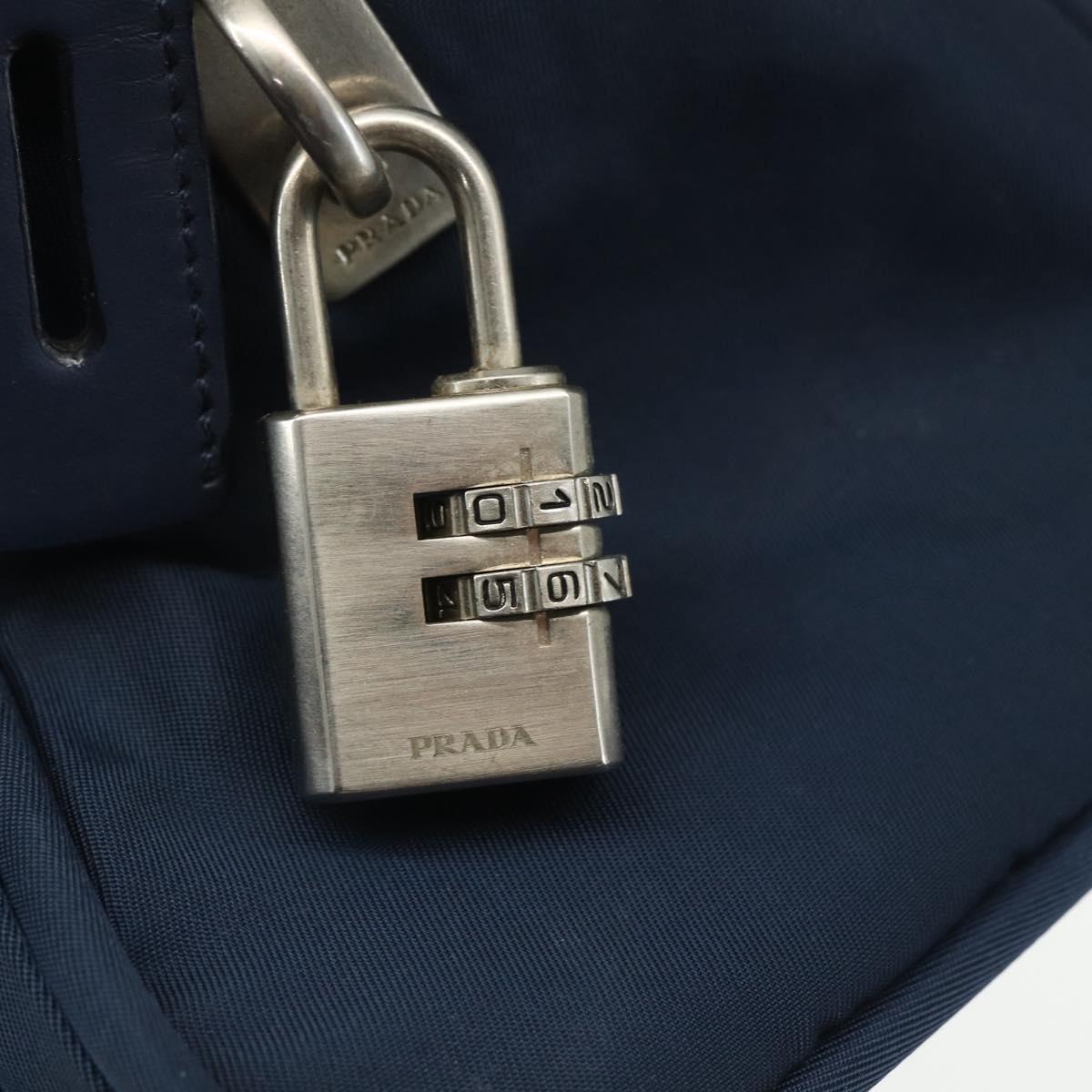 PRADA Hand Bag Nylon Navy Silver Auth 151601