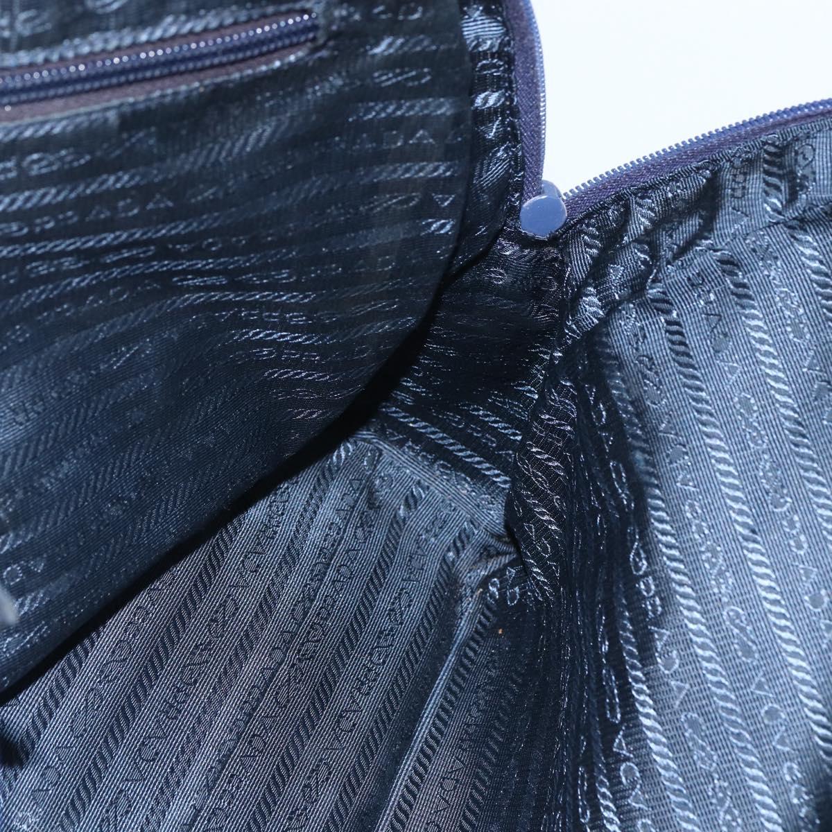 PRADA Hand Bag Nylon Navy Silver Auth 151601