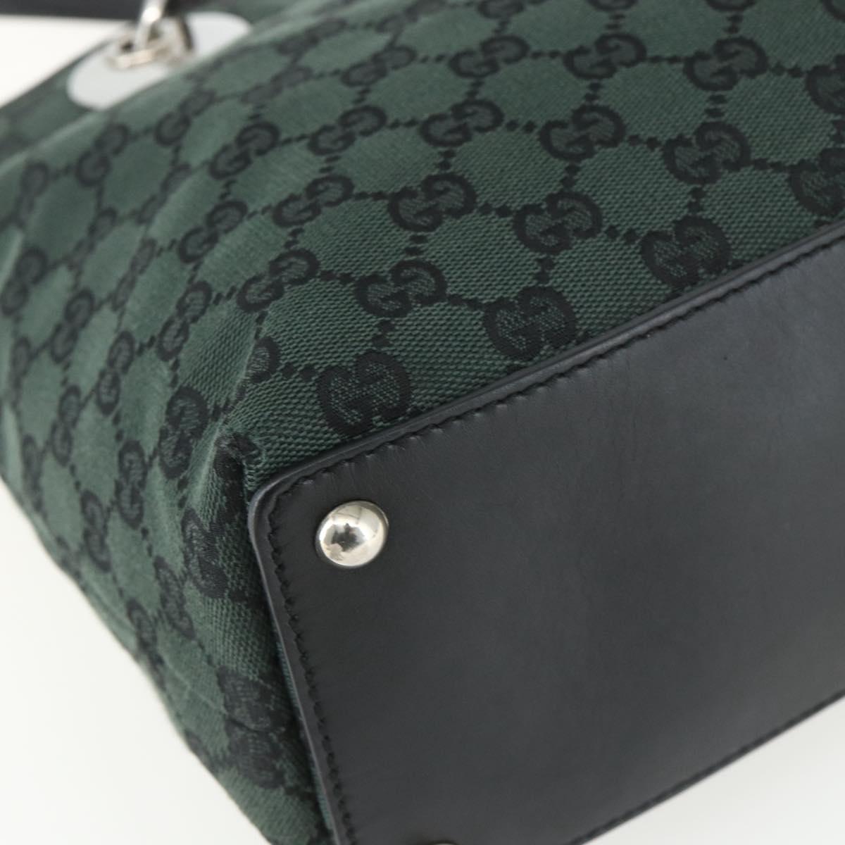 GUCCI GG Canvas Tote Bag Black Silver 285585 Auth 151603