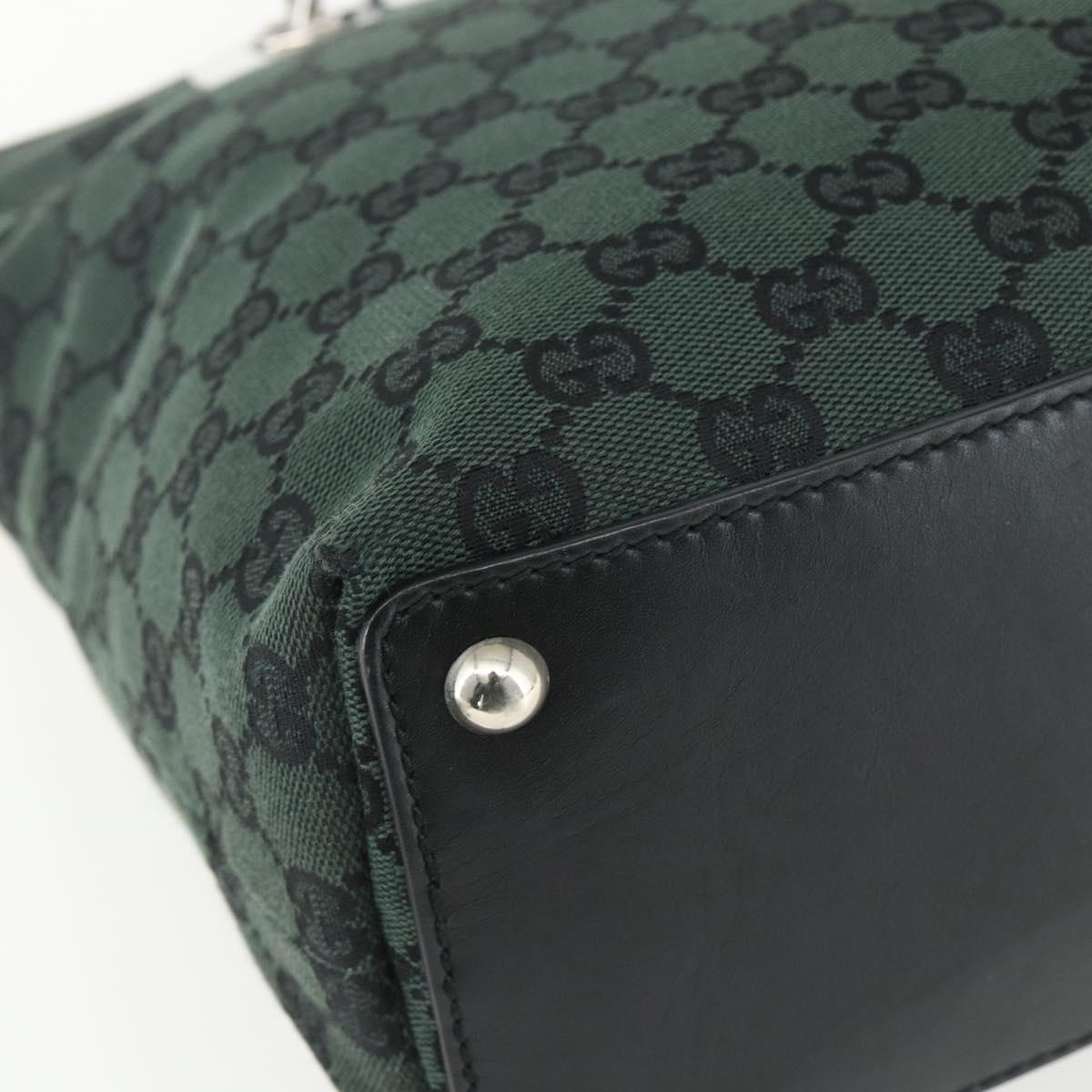 GUCCI GG Canvas Tote Bag Black Silver 285585 Auth 151603