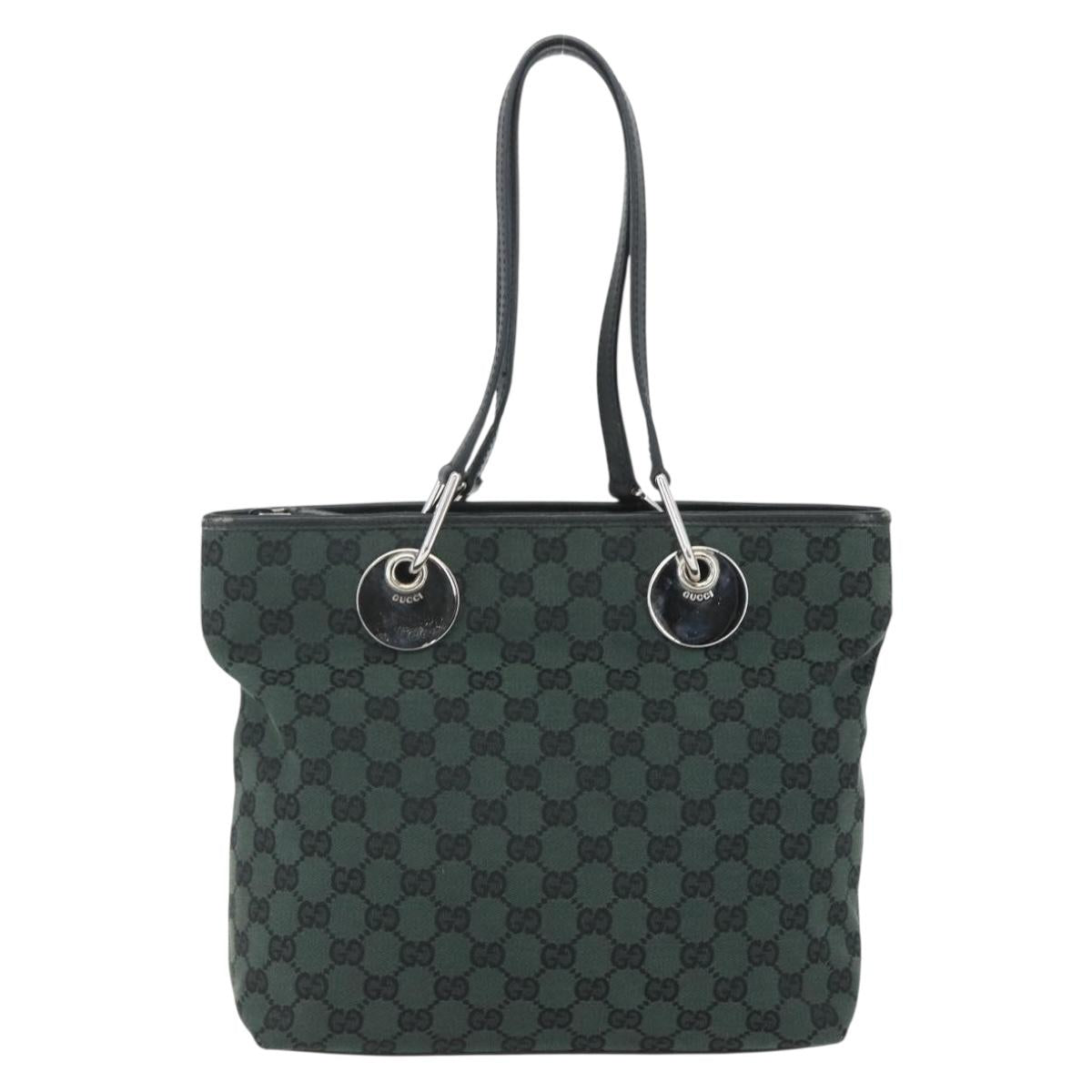 GUCCI GG Canvas Tote Bag Black Silver 285585 Auth 151603