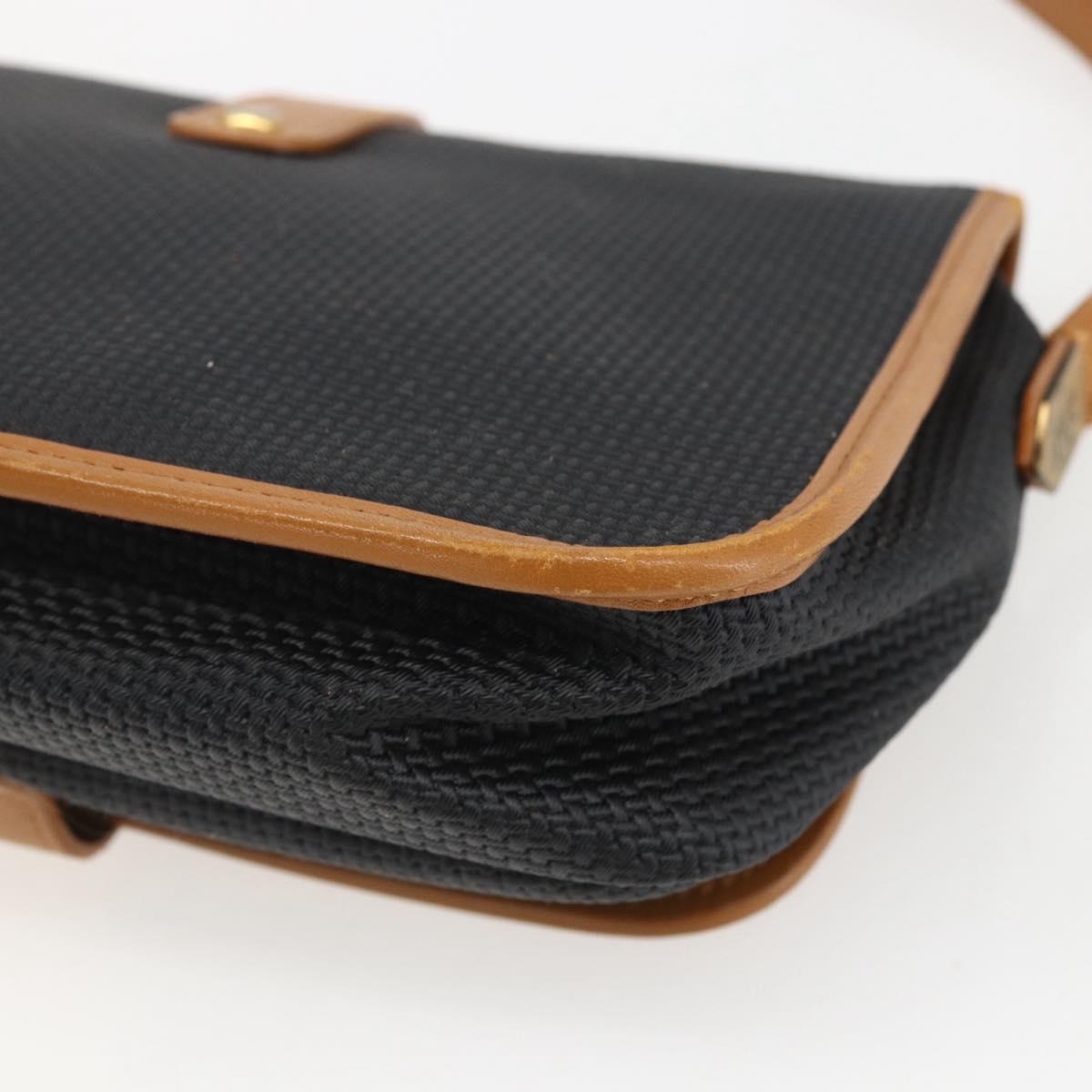 SAINT LAURENT Shoulder Bag Canvas Black Gold Auth 151604