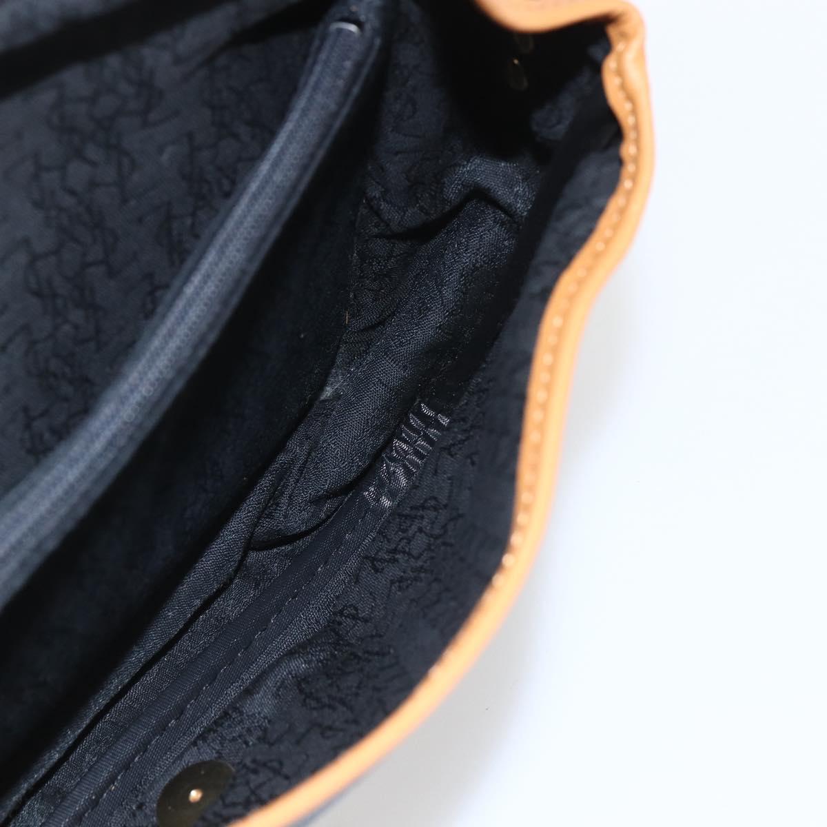 SAINT LAURENT Shoulder Bag Canvas Black Gold Auth 151604