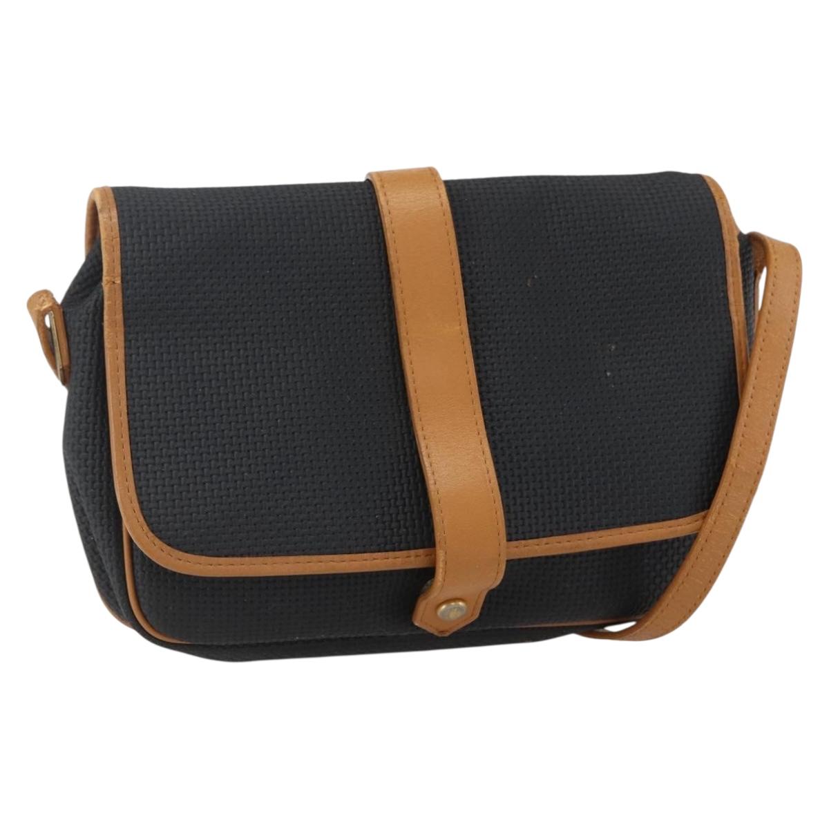 SAINT LAURENT Shoulder Bag Canvas Black Gold Auth 151604