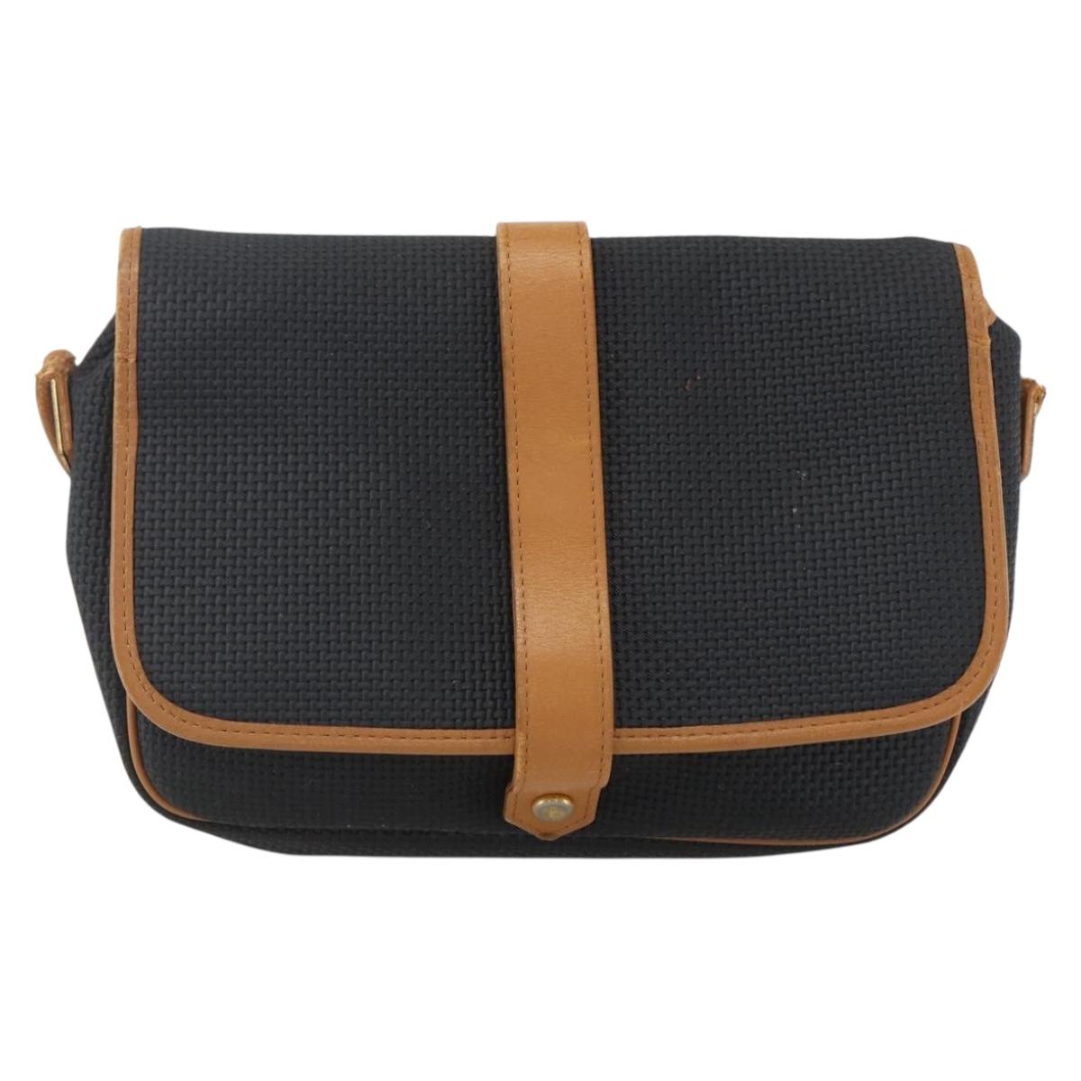 SAINT LAURENT Shoulder Bag Canvas Black Gold Auth 151604