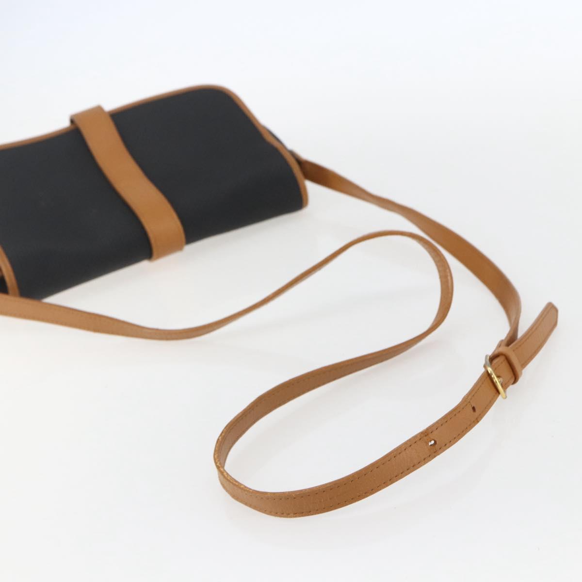 SAINT LAURENT Shoulder Bag Canvas Black Gold Auth 151604