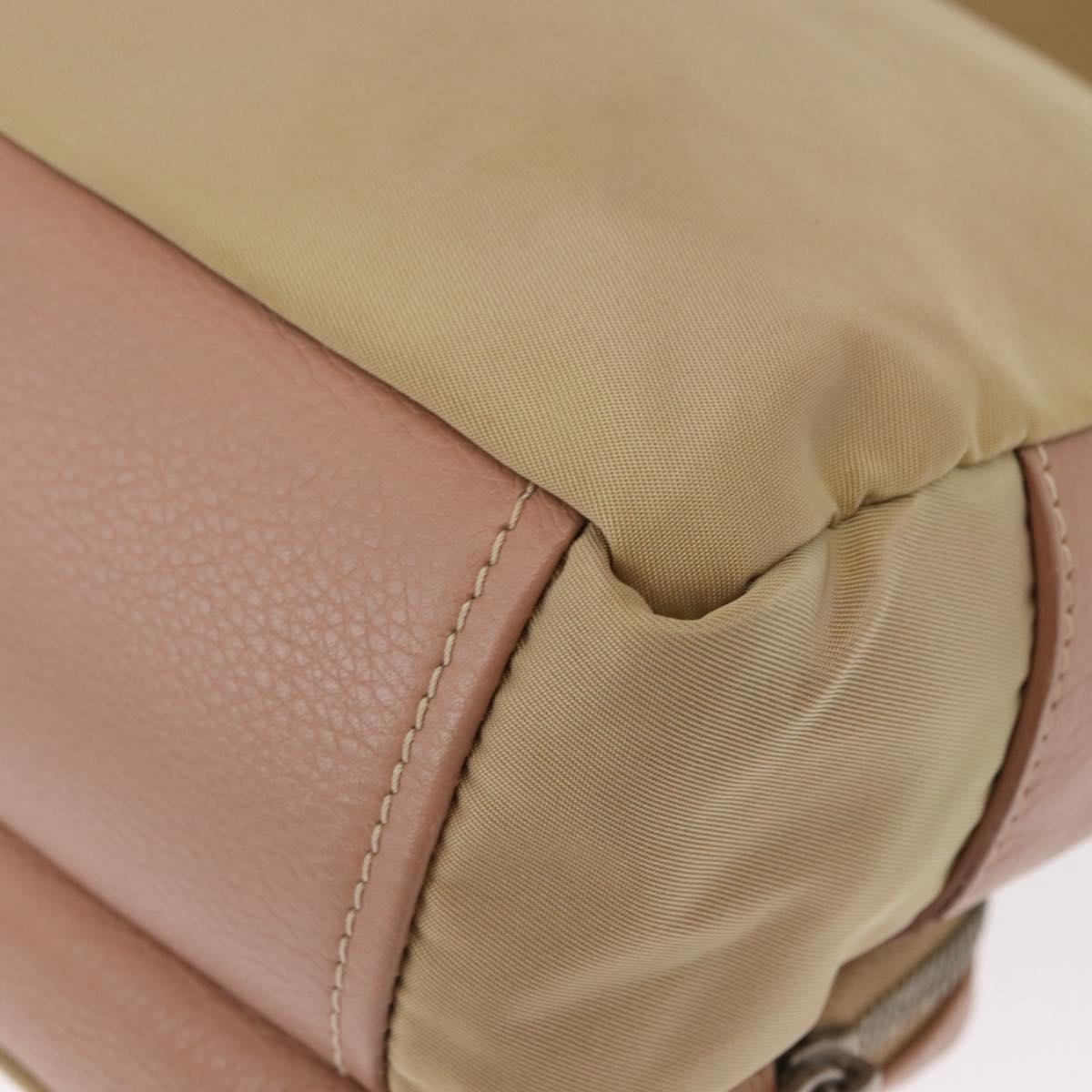 PRADA Shoulder Bag Nylon Beige Silver Auth 151605