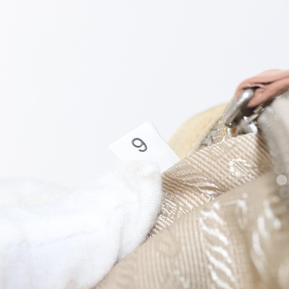 PRADA Shoulder Bag Nylon Beige Silver Auth 151605