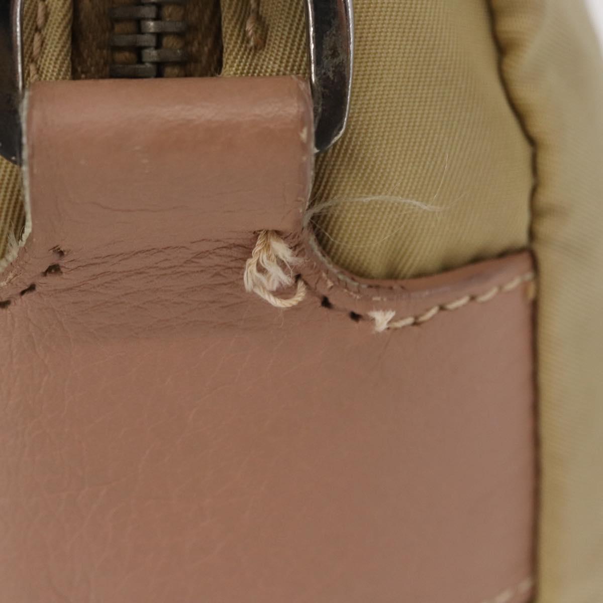 PRADA Shoulder Bag Nylon Beige Silver Auth 151605