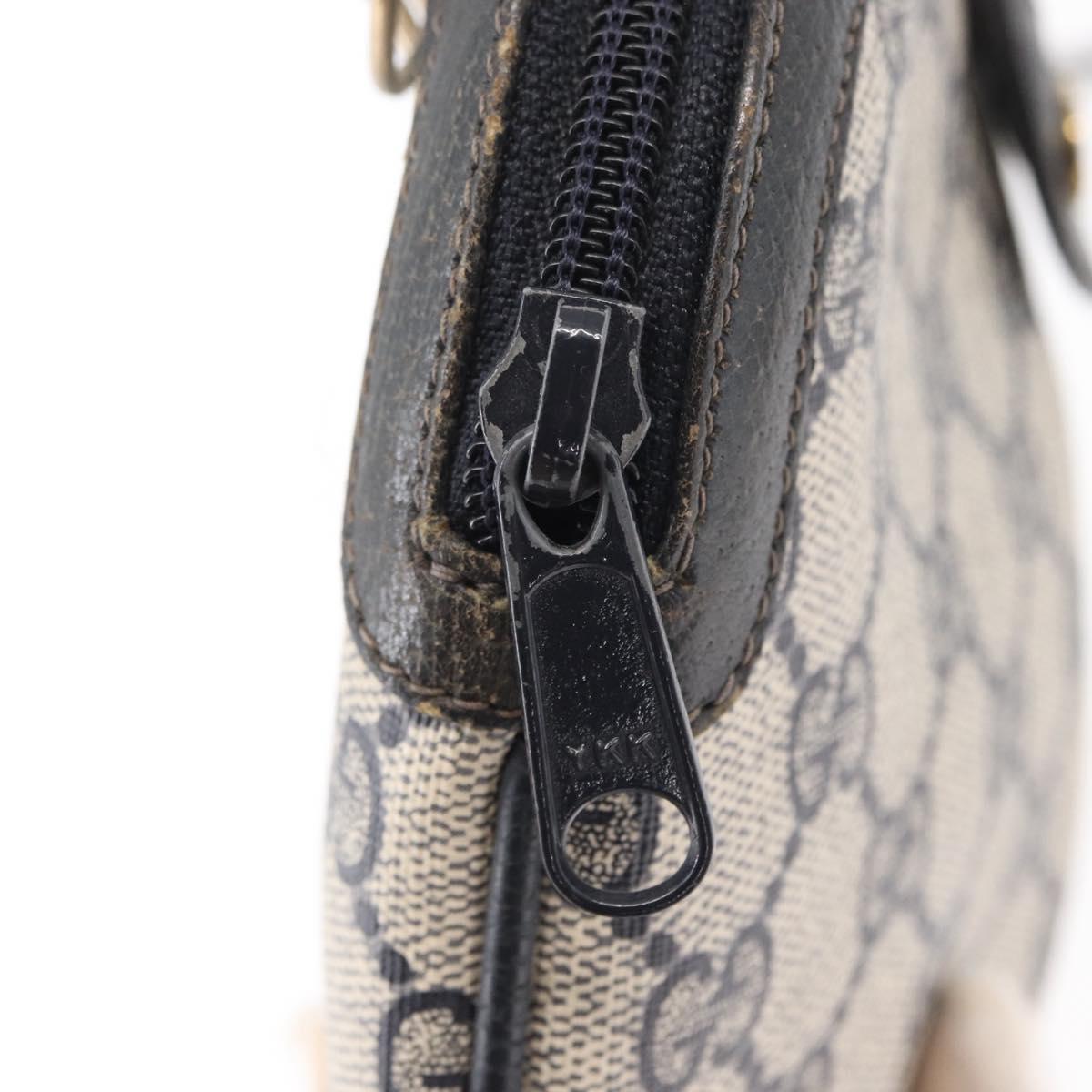 GUCCI GG Supreme Sherry Line Shoulder Bag PVC Navy Gold 904 02 047 Auth 151607