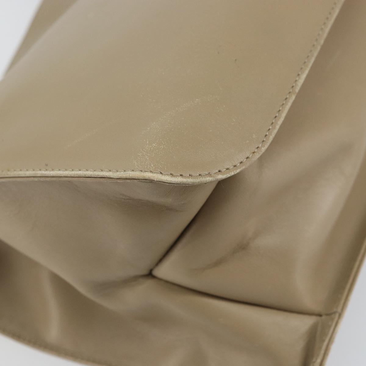 GUCCI Shoulder Bag Leather Beige Silver 001 3167 Auth 151609