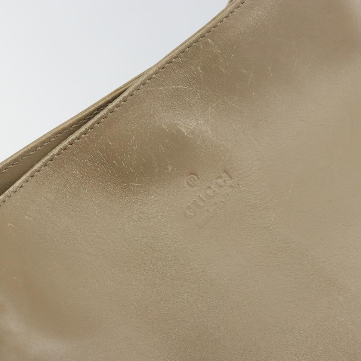 GUCCI Shoulder Bag Leather Beige Silver 001 3167 Auth 151609