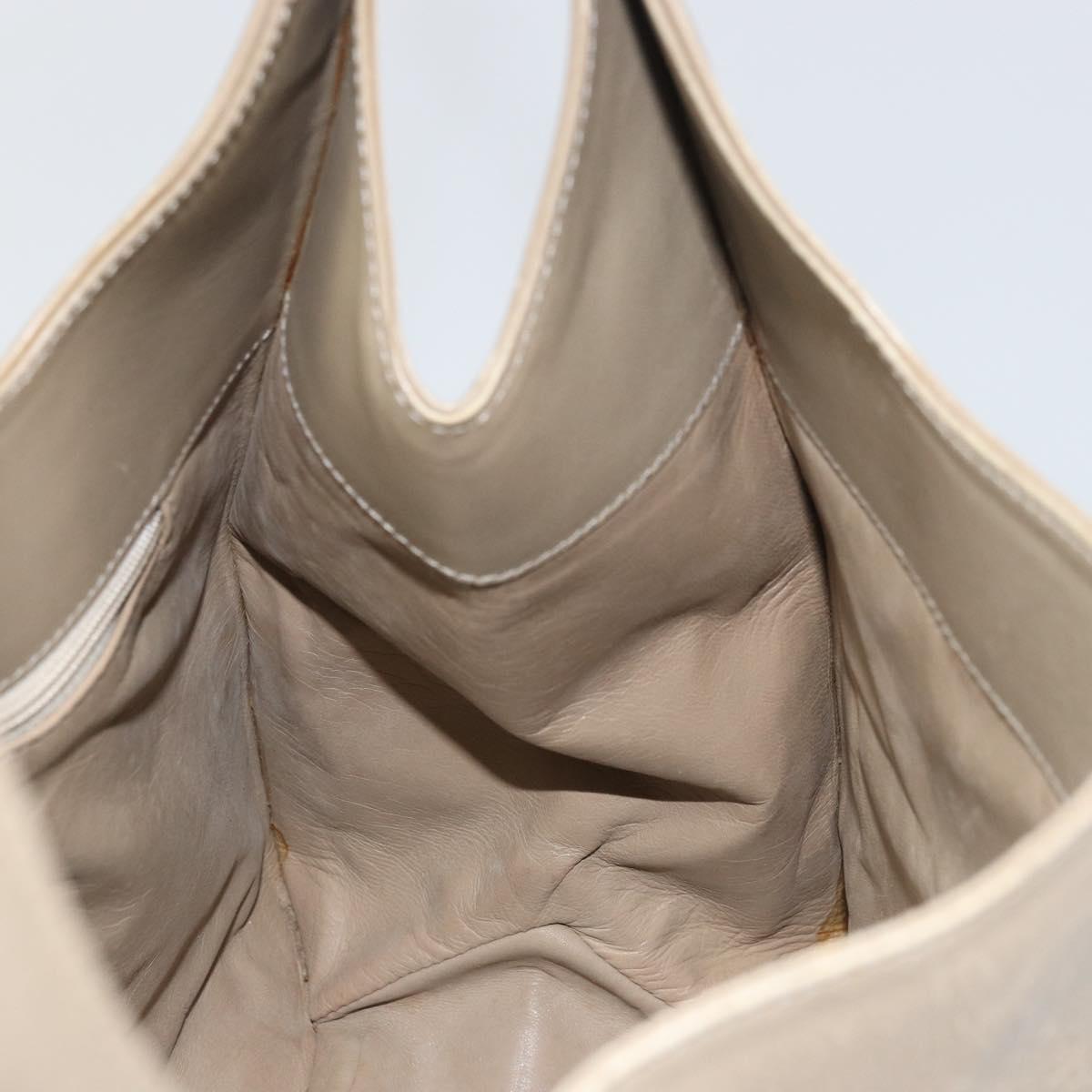 GUCCI Shoulder Bag Leather Beige Silver 001 3167 Auth 151609