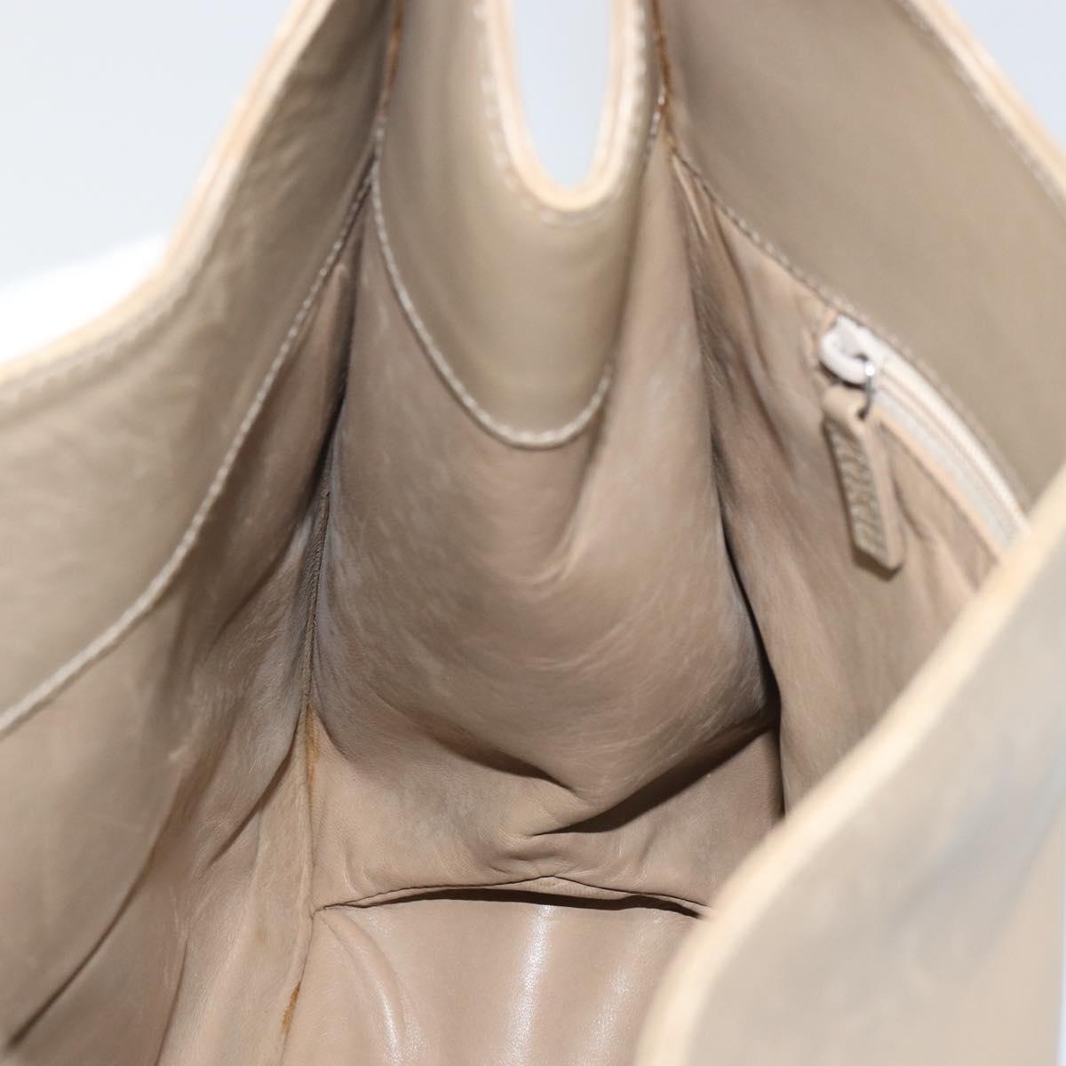 GUCCI Shoulder Bag Leather Beige Silver 001 3167 Auth 151609