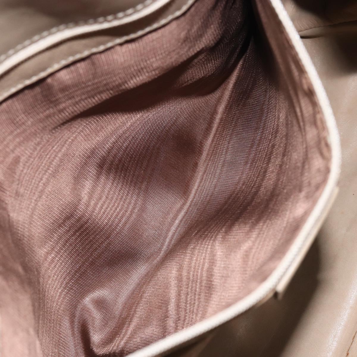 GUCCI Shoulder Bag Leather Beige Silver 001 3167 Auth 151609