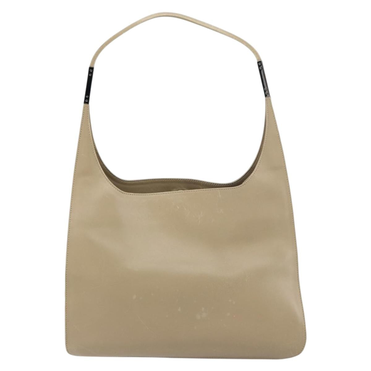 GUCCI Shoulder Bag Leather Beige Silver 001 3167 Auth 151609