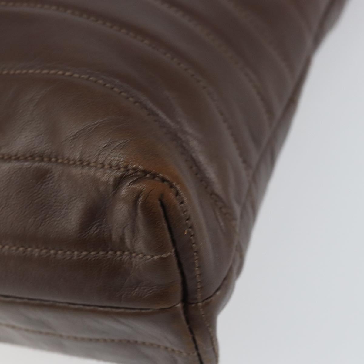 GUCCI Shoulder Bag Leather Brown Silver Auth 151611