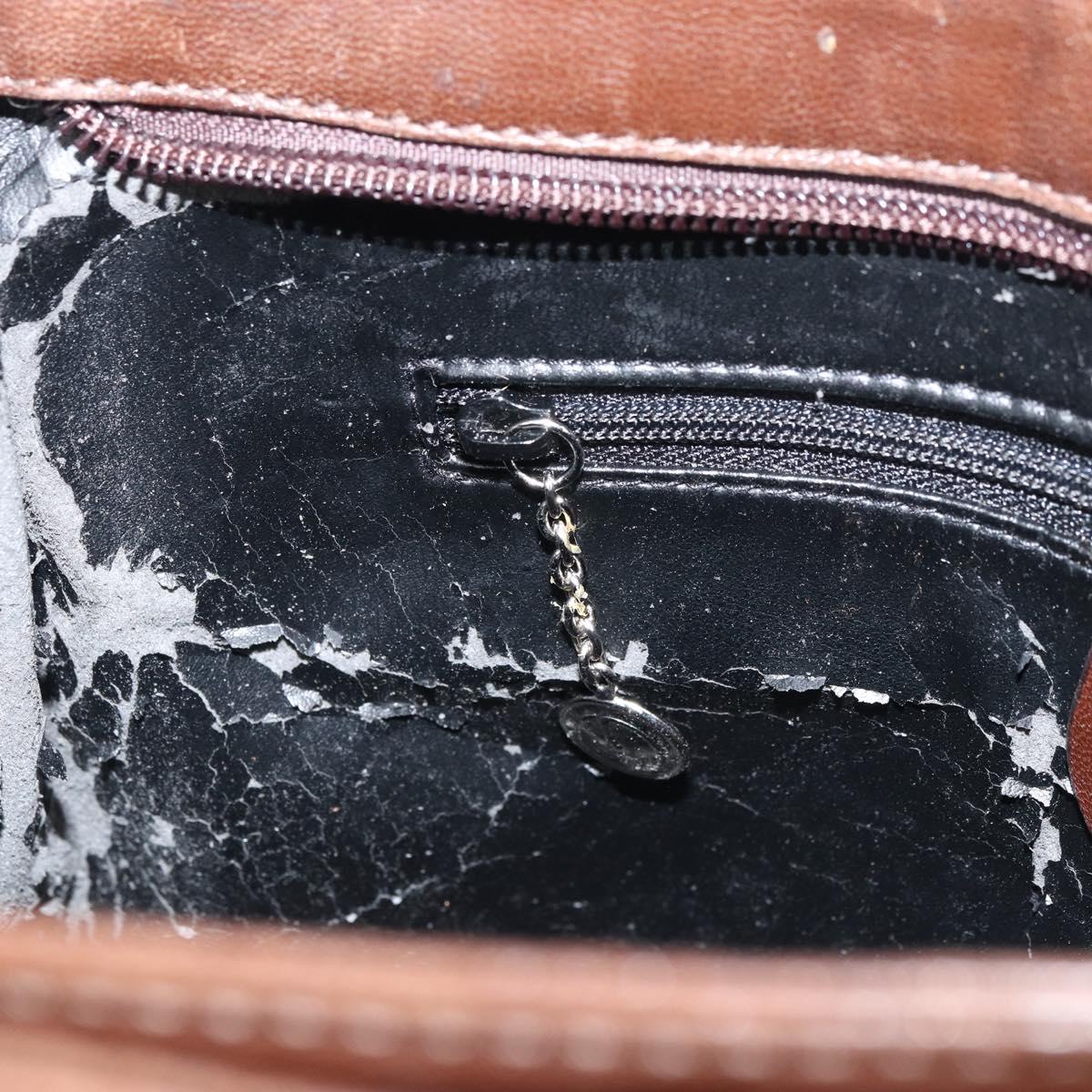 GUCCI Shoulder Bag Leather Brown Silver Auth 151611