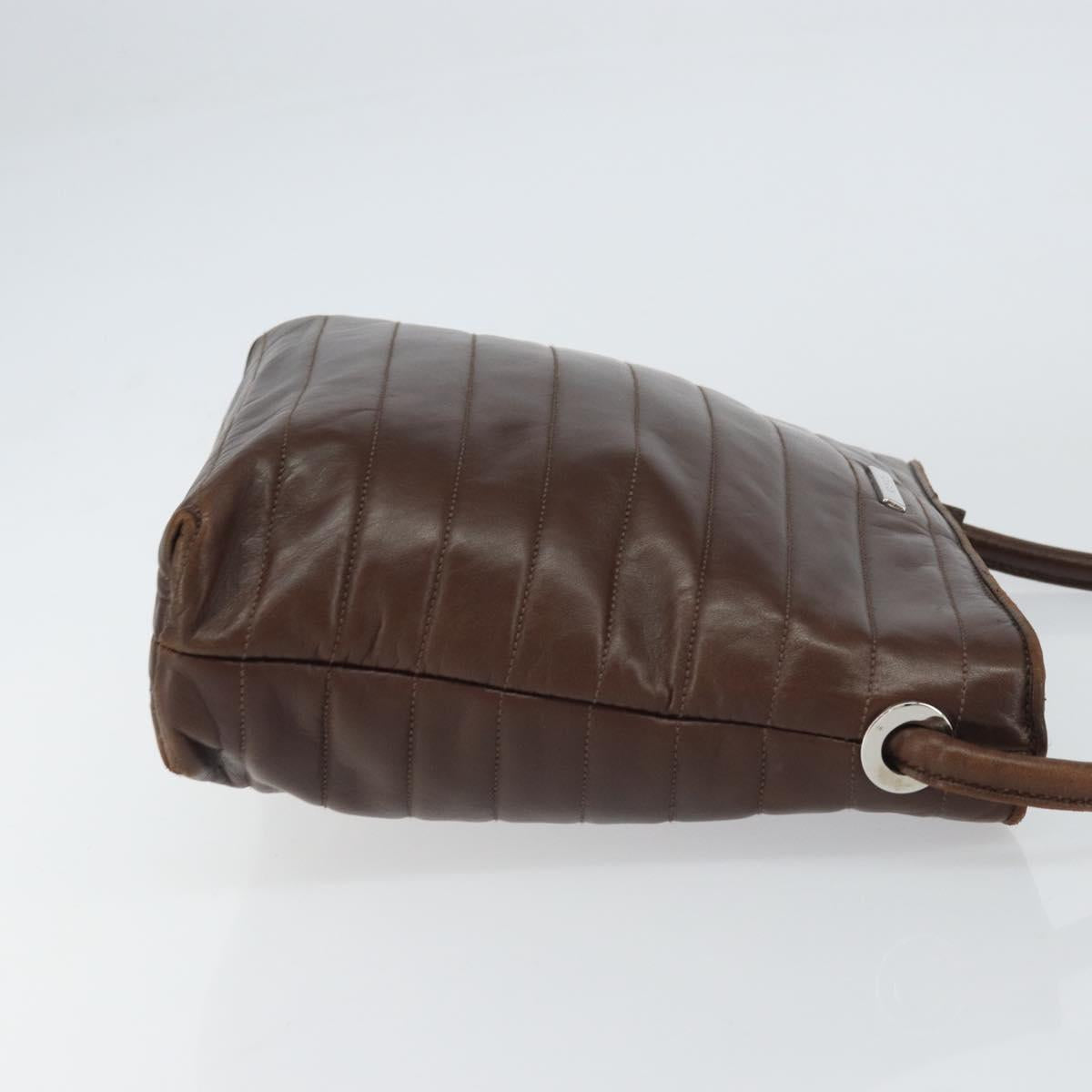 GUCCI Shoulder Bag Leather Brown Silver Auth 151611