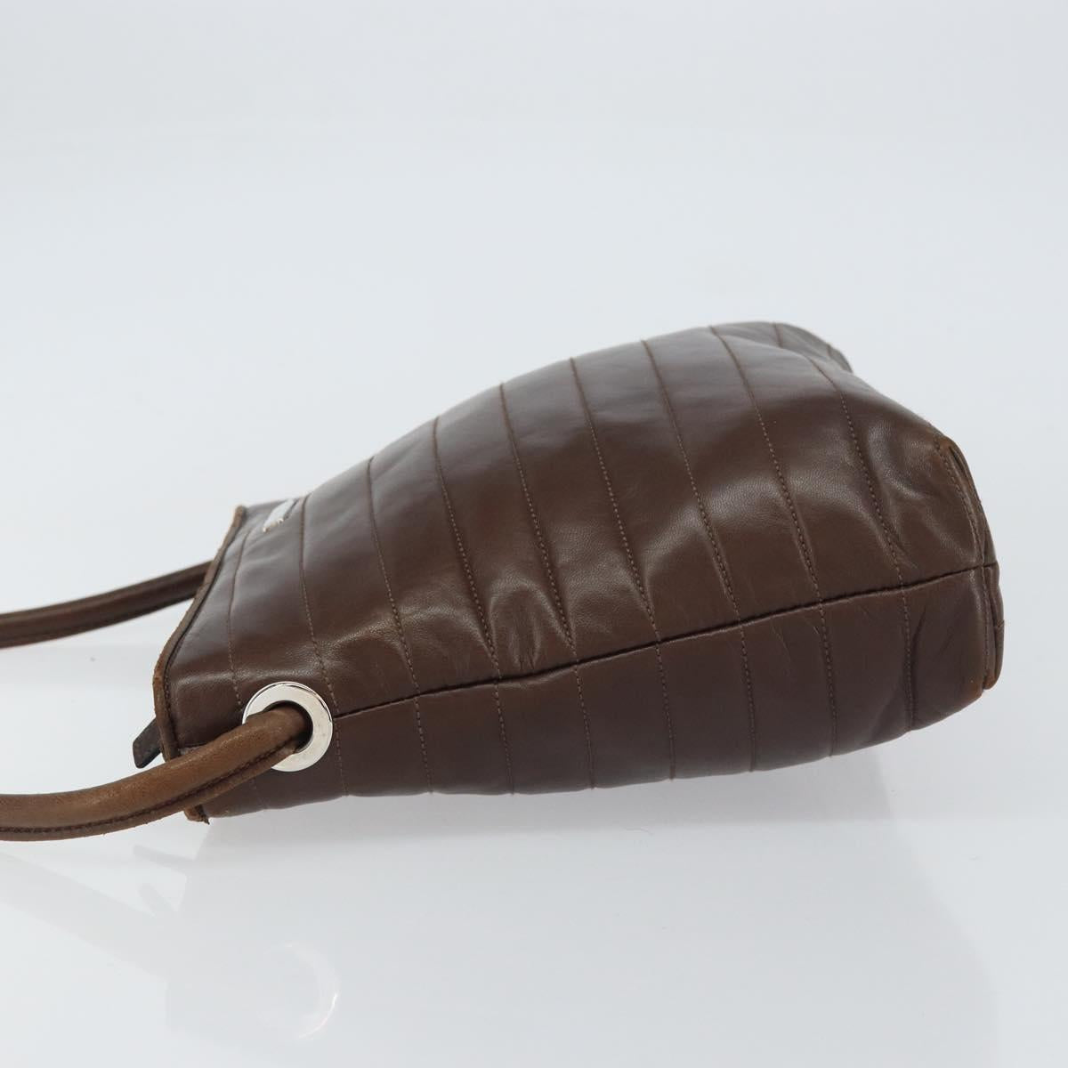 GUCCI Shoulder Bag Leather Brown Silver Auth 151611