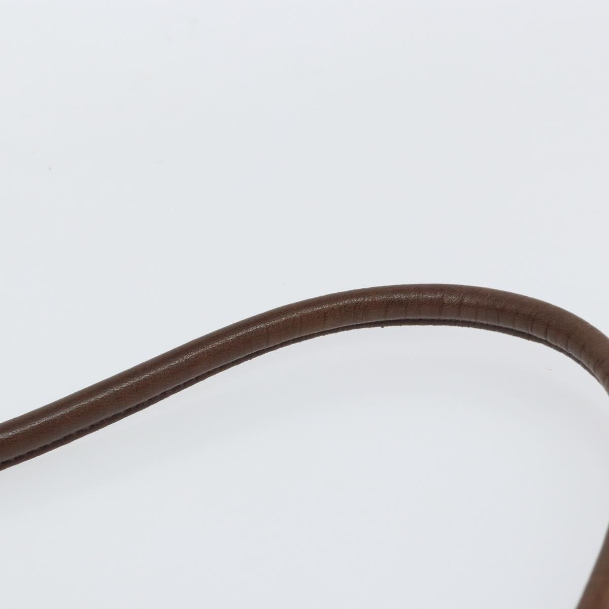 GUCCI Shoulder Bag Leather Brown Silver Auth 151611