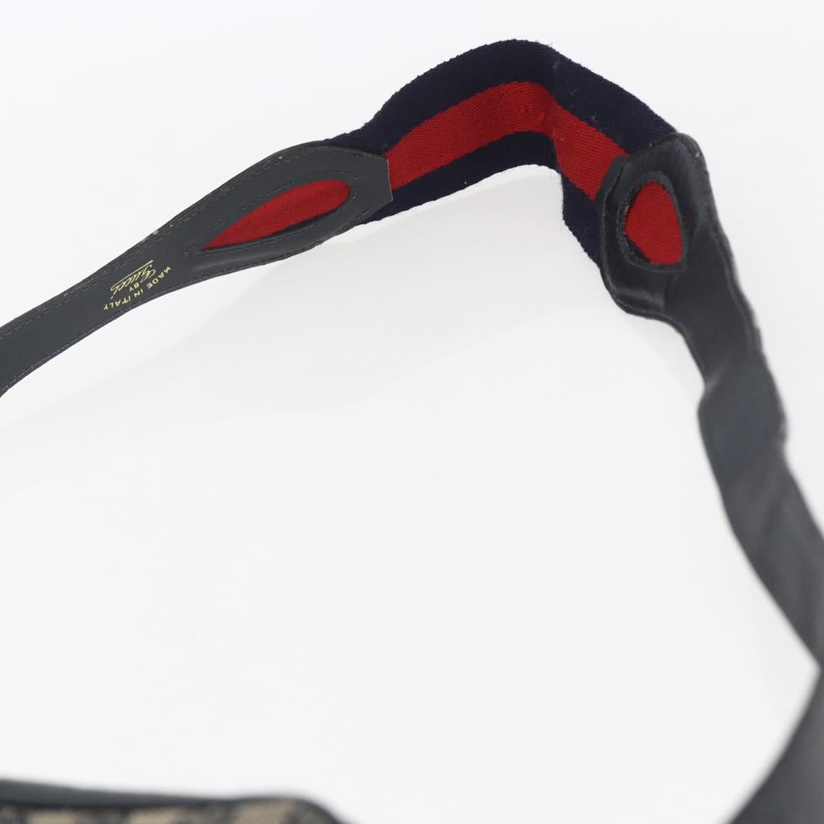 GUCCI GG Canvas Sherry Line Shoulder Bag Navy Gold Auth 151612