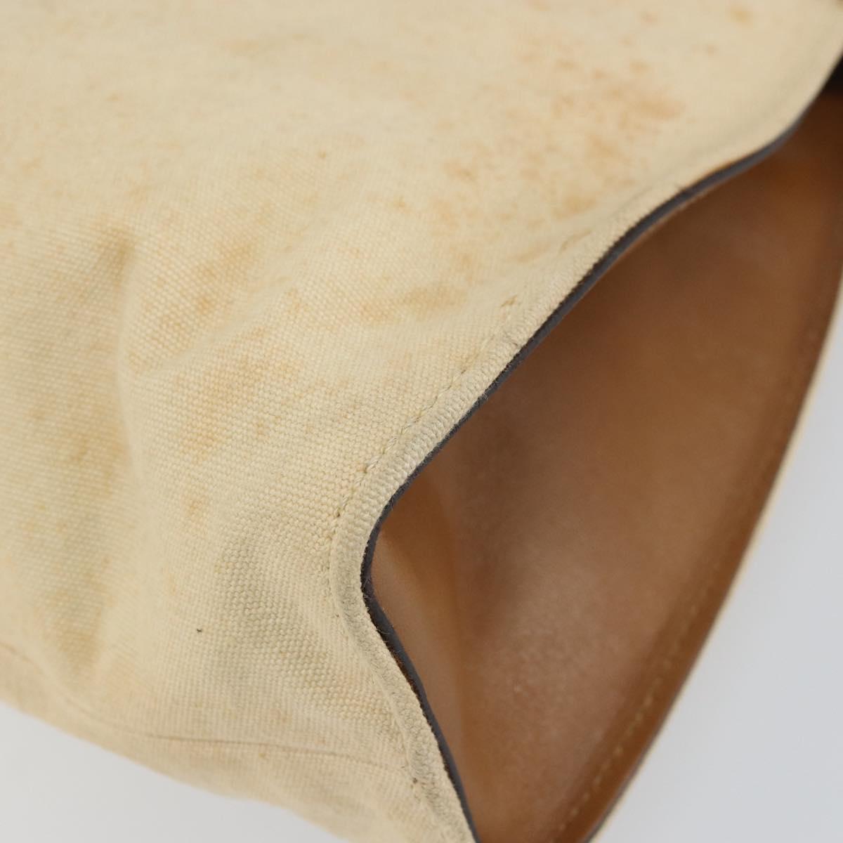 GUCCI Bamboo Hand Bag Canvas Beige Auth 151613