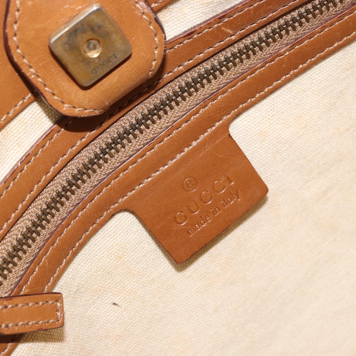 GUCCI Bamboo Hand Bag Canvas Beige Auth 151613
