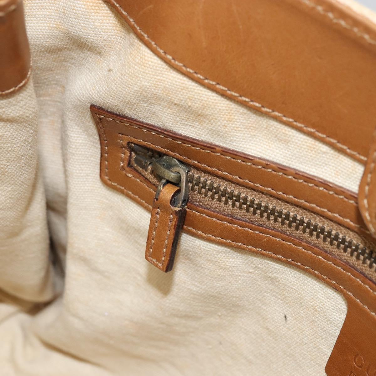 GUCCI Bamboo Hand Bag Canvas Beige Auth 151613