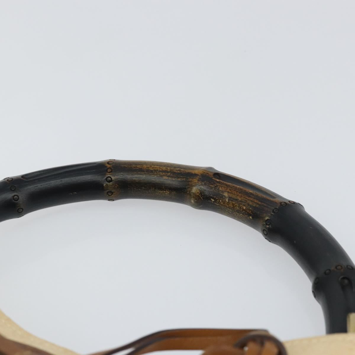 GUCCI Bamboo Hand Bag Canvas Beige Auth 151613