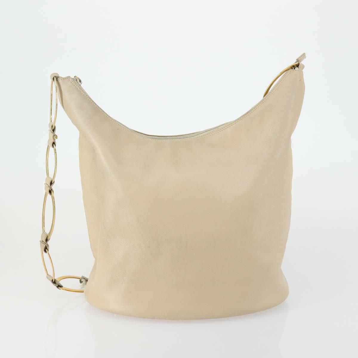 GUCCI Bamboo Shoulder Bag Suede Leather 2 Set Beige Navy Auth 151614