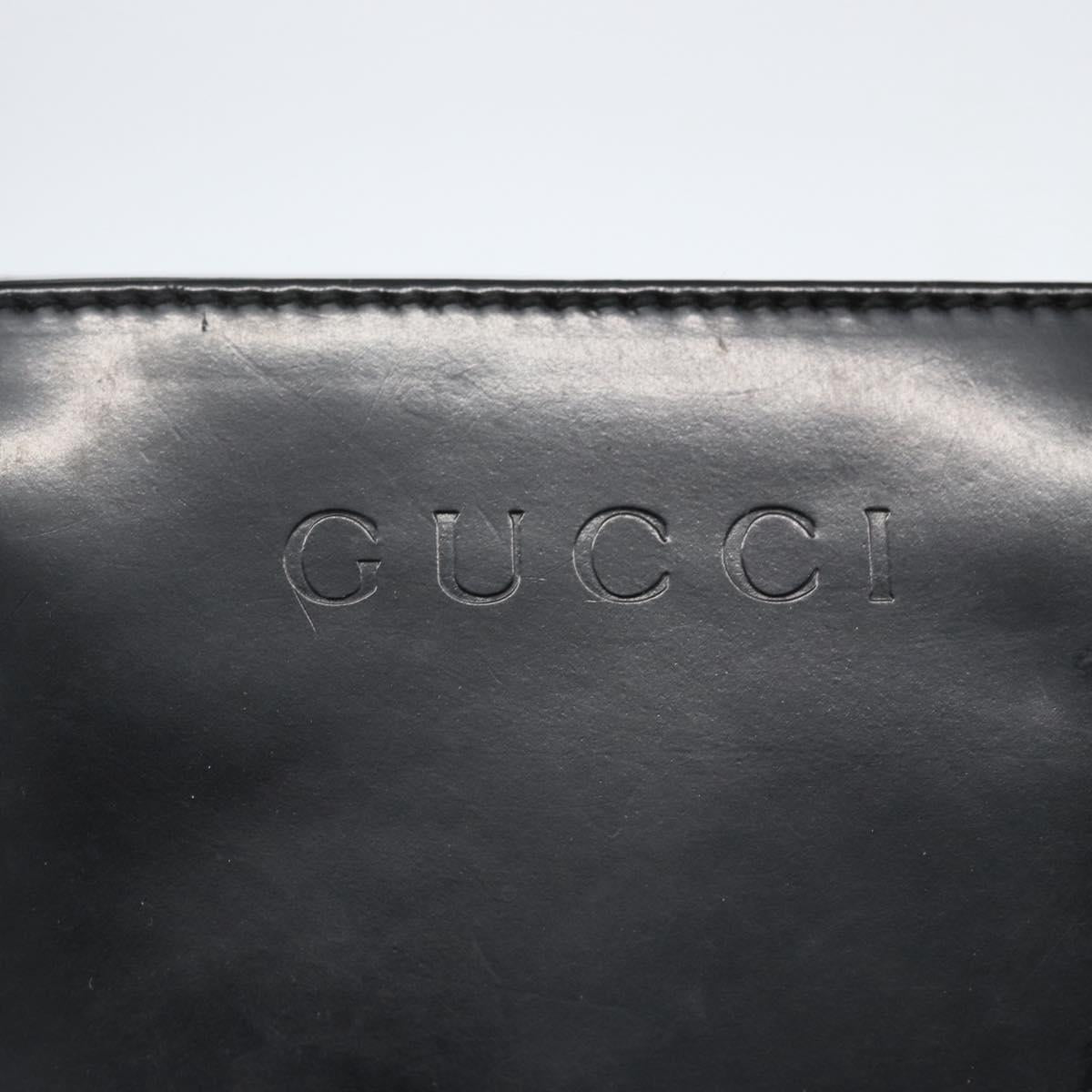GUCCI Hand Bag Patent leather Black Gold Auth 151615