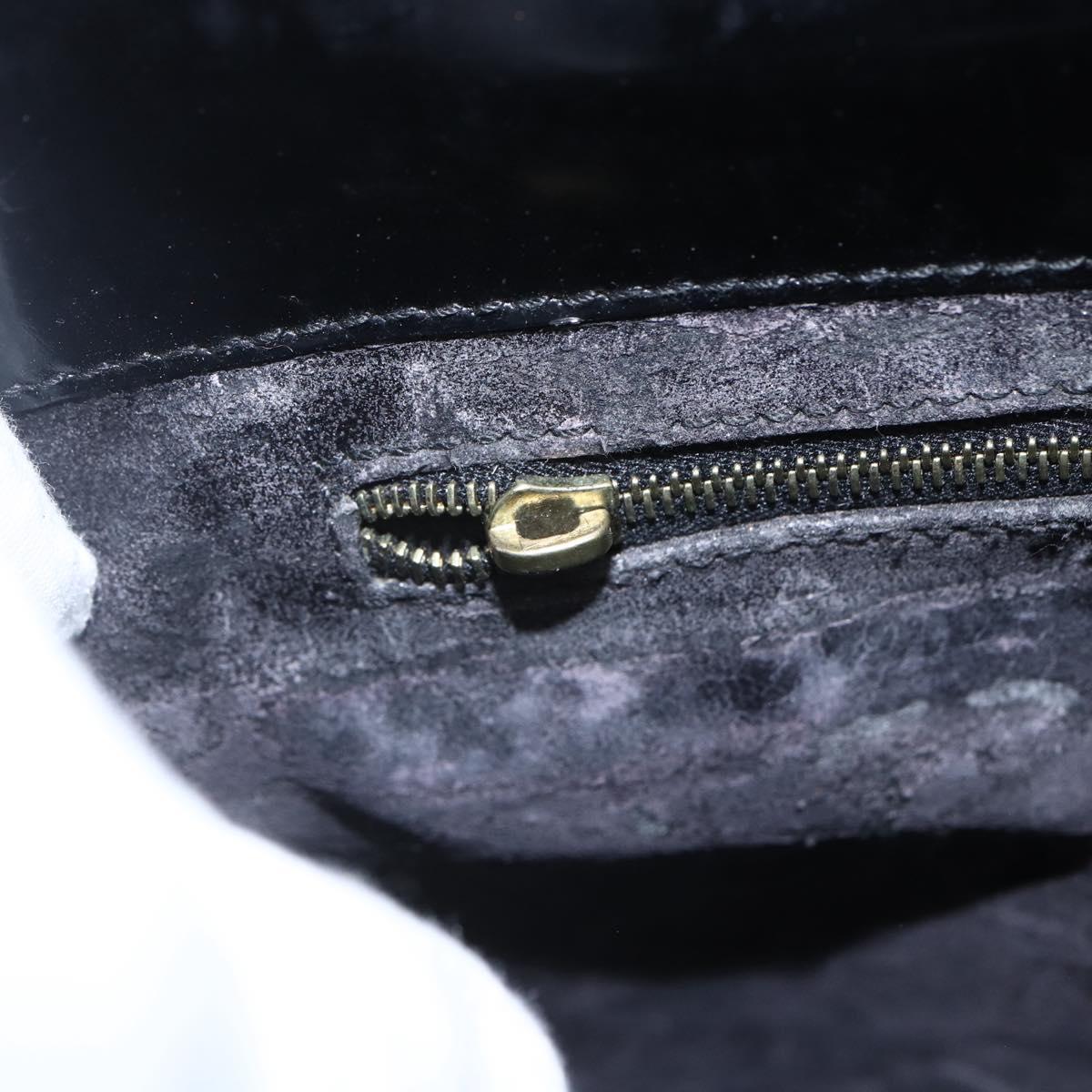 GUCCI Hand Bag Patent leather Black Gold Auth 151615